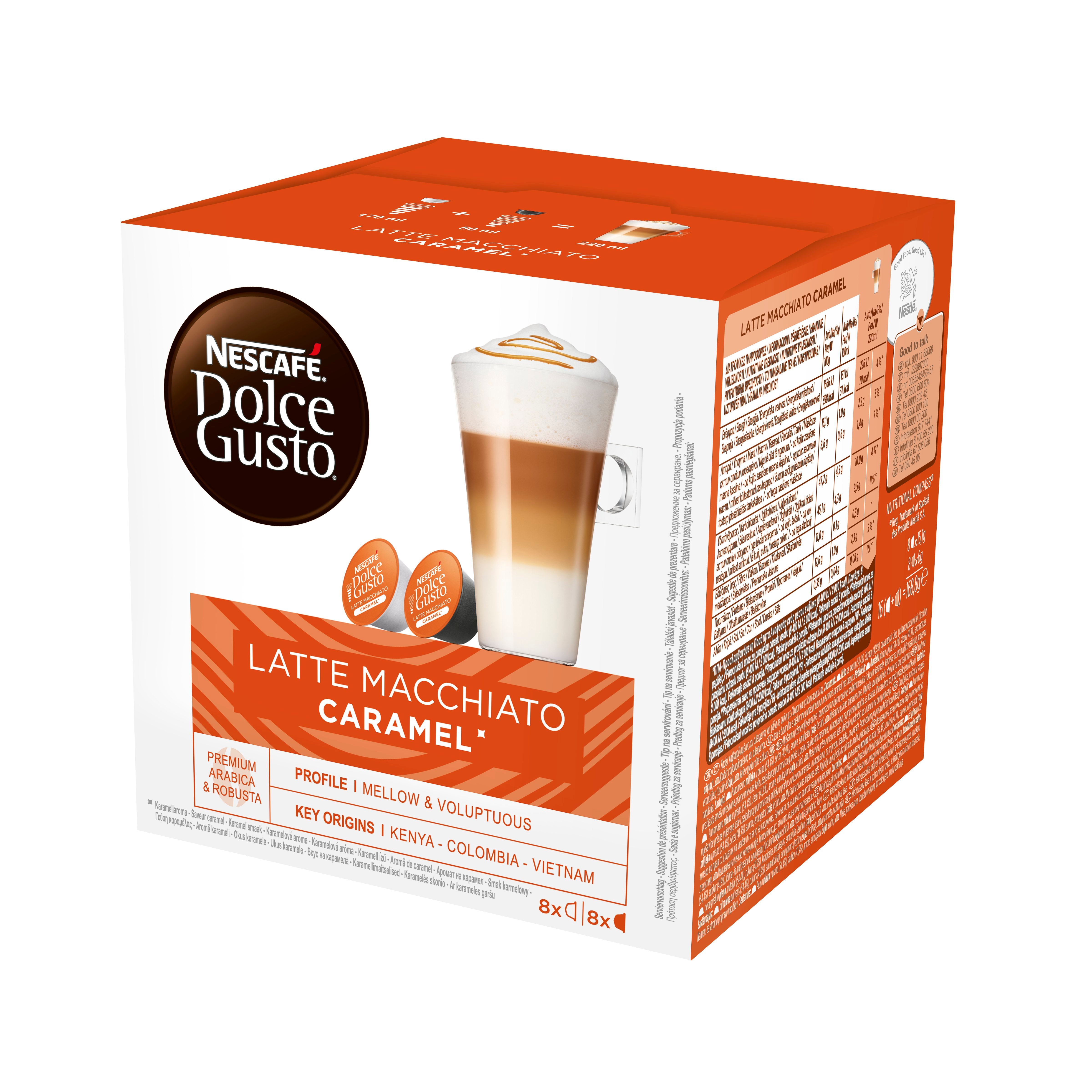 Nescafé Dolce Gusto 16kaps/145.6g Latte Macchiato Caramel maitokahvikapseli