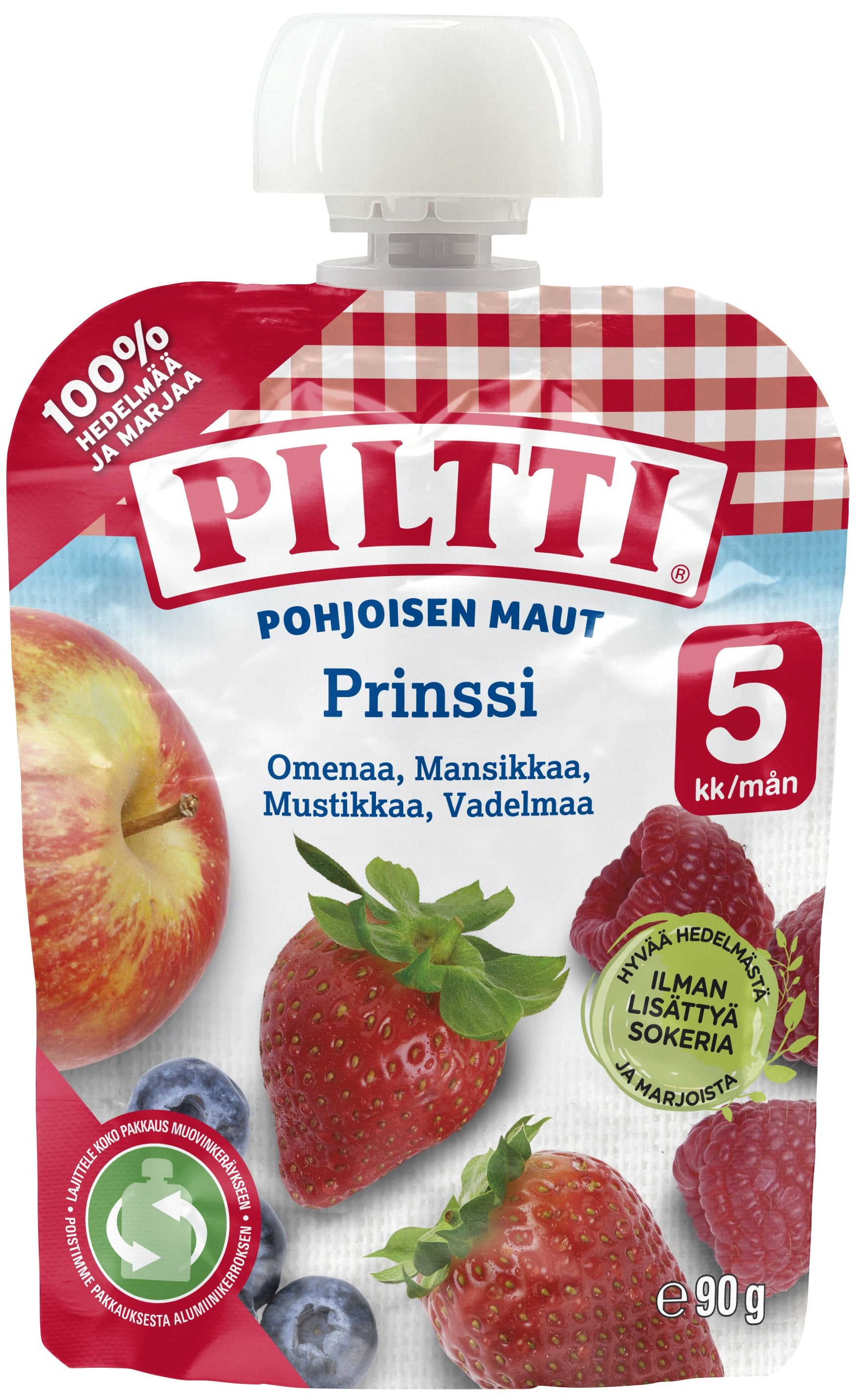 Piltti Pohjoisen maut 90g Prinssi hedelmäsose 5kk annospussi
