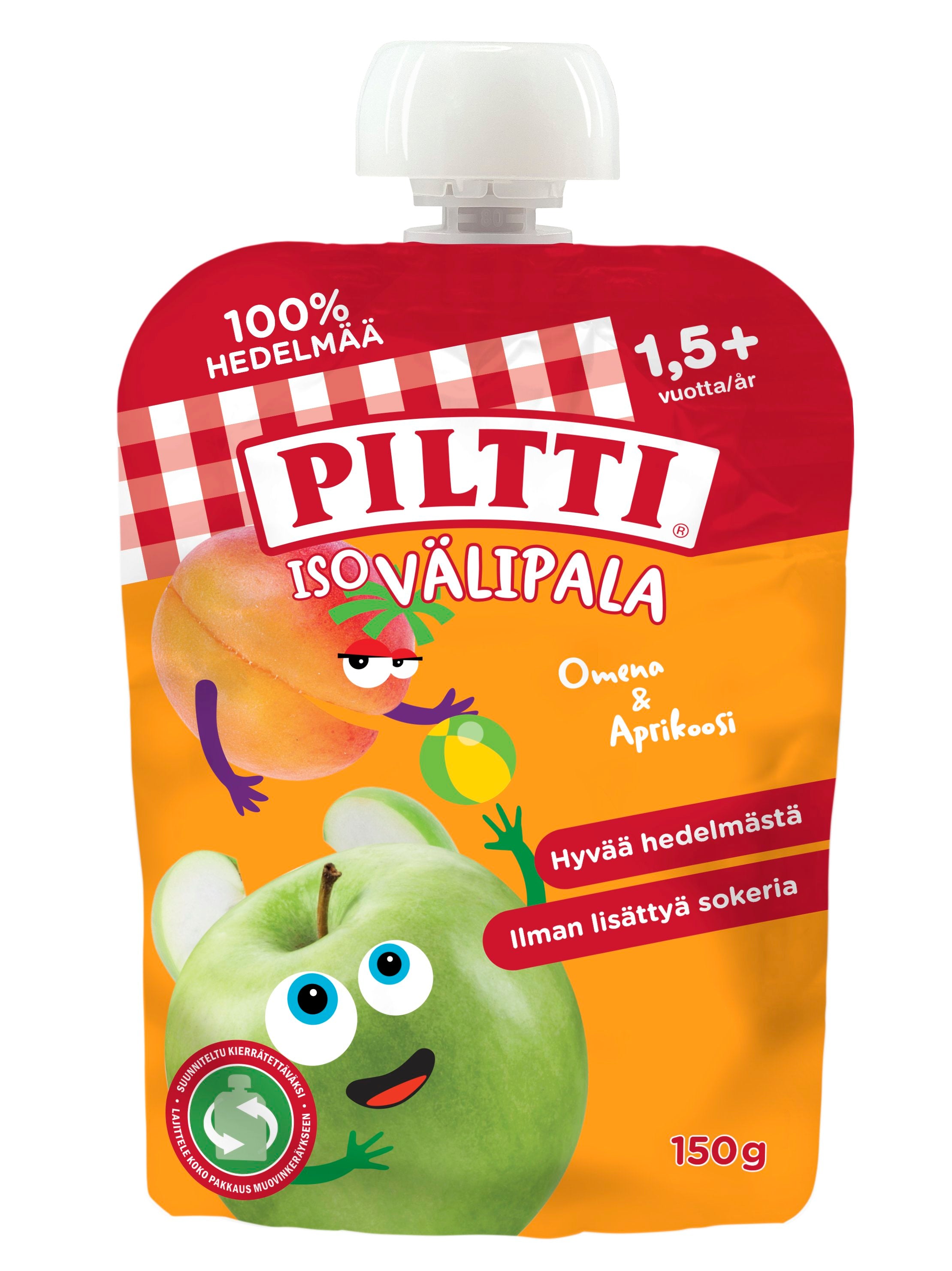 PILTTI Iso Välipala 150g Omena ja Aprikoosi 1,5+v annospussi