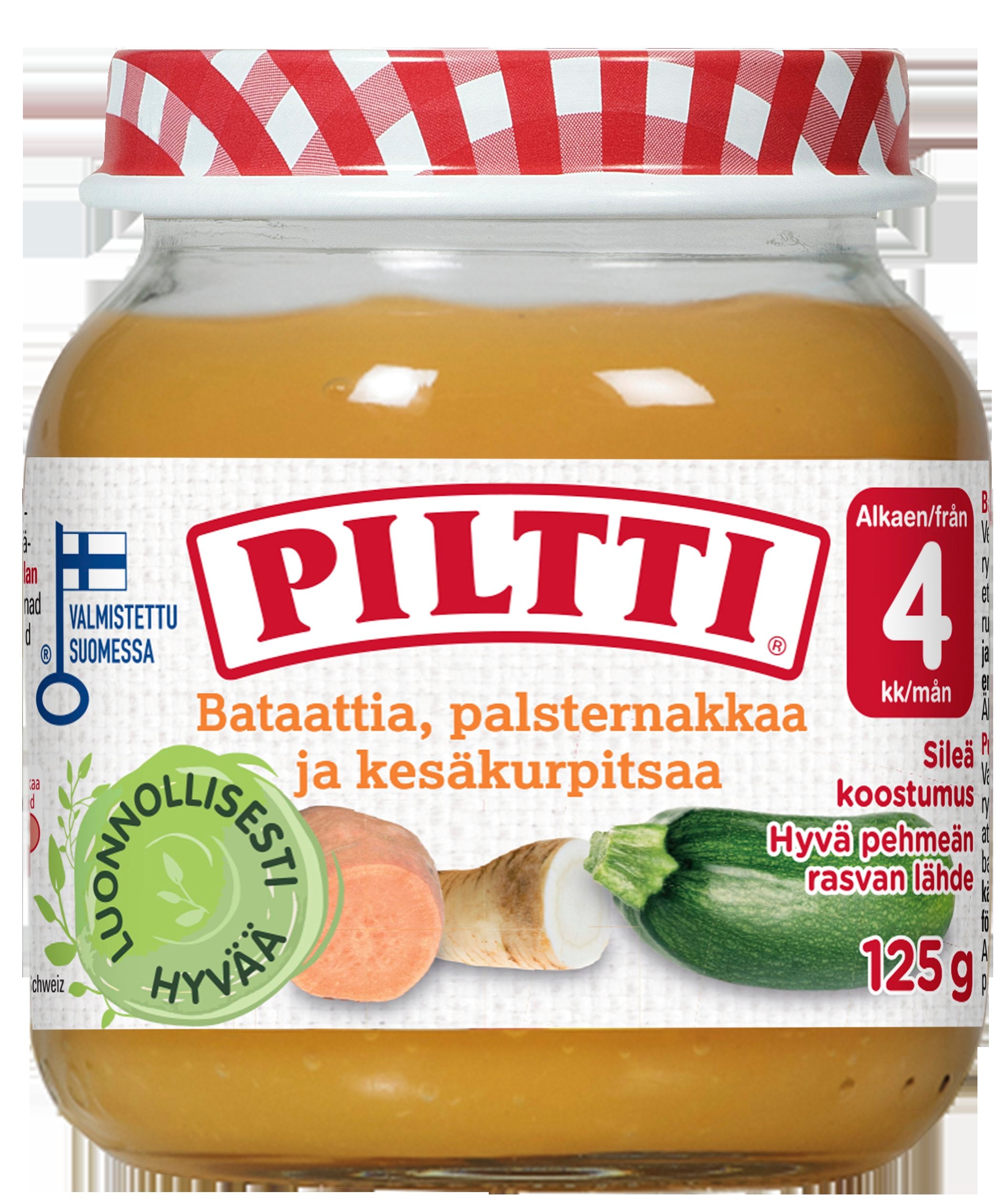 PILTTI 125g Bataattia, palsternakkaa ja kesäkurpitsaa kasvissose 4kk