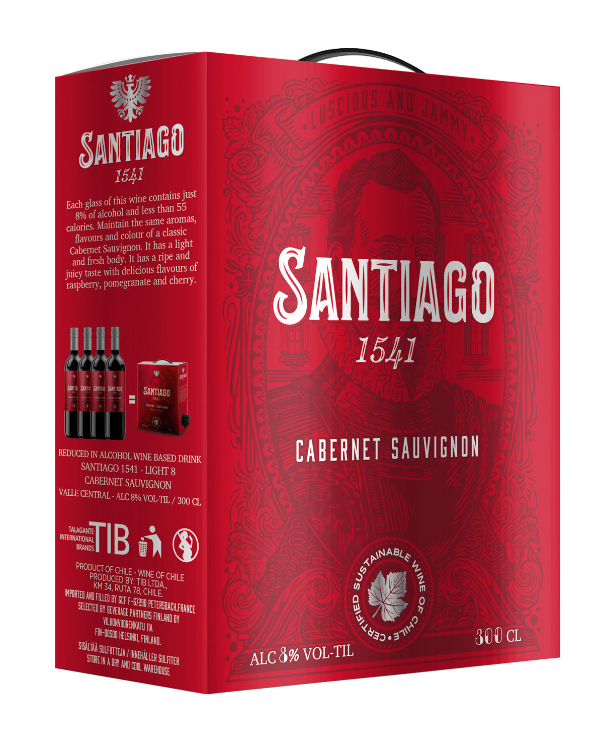 Santiago 1541 Cabernet Sauvignon 8 til- % 3 L BIB