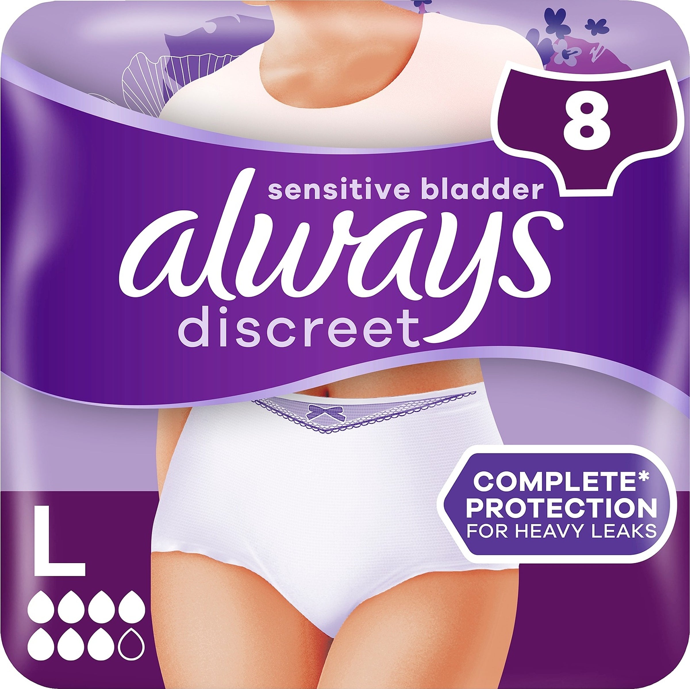 Always 8kpl Discreet Complete Protection Plus L incontinence urinaire