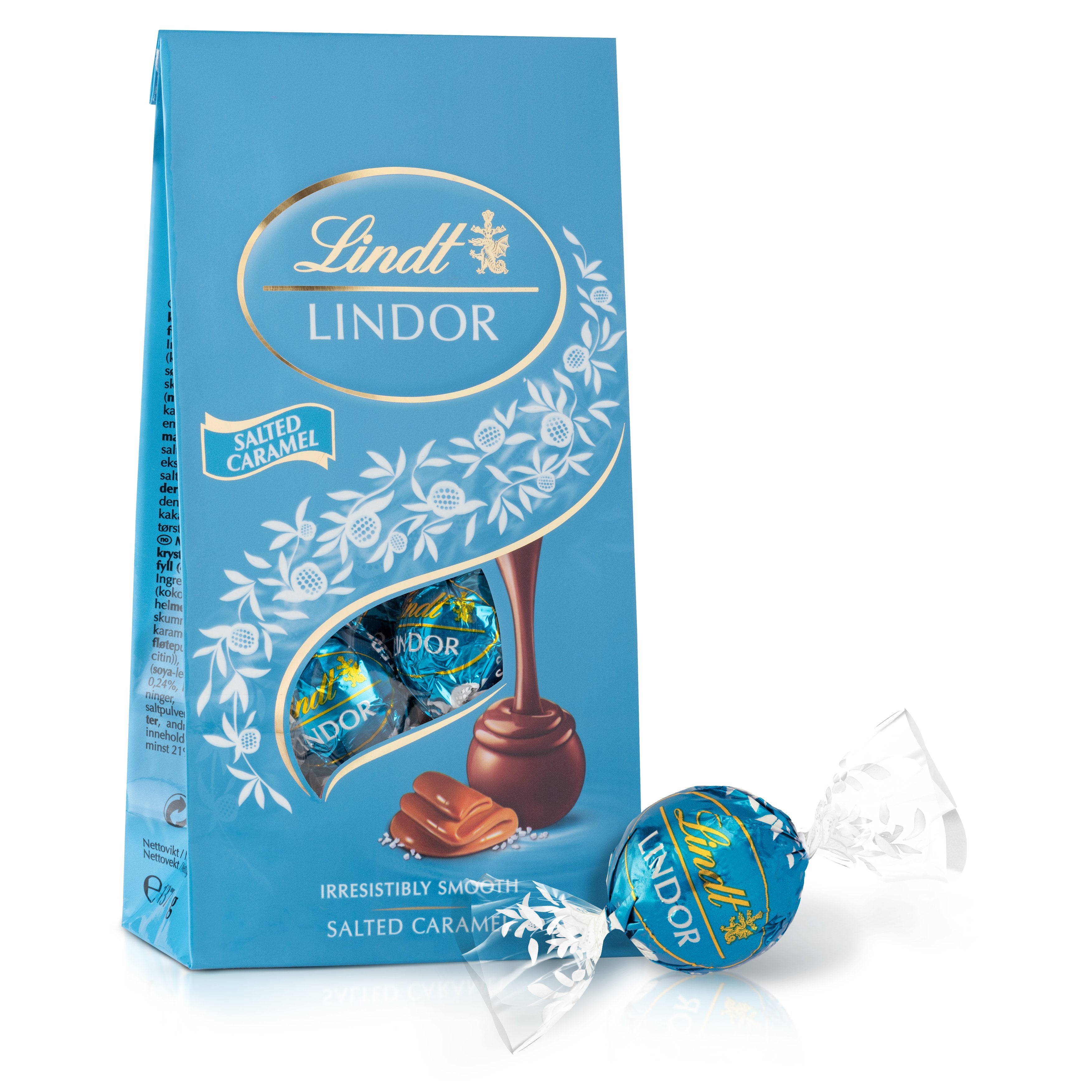 Lindt Lindor Karamelli-merisuola täyte maitosuklaakuula 137g