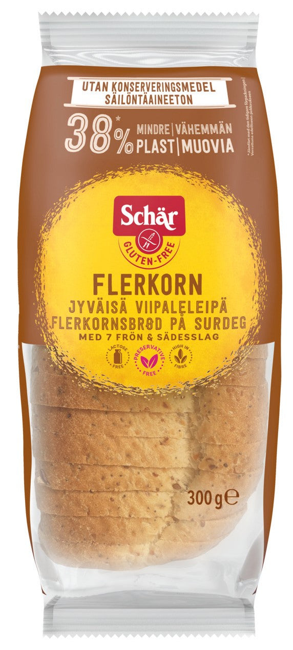 Schär 300g Flerkorn Jyväisä viipaleleipä gluteeniton