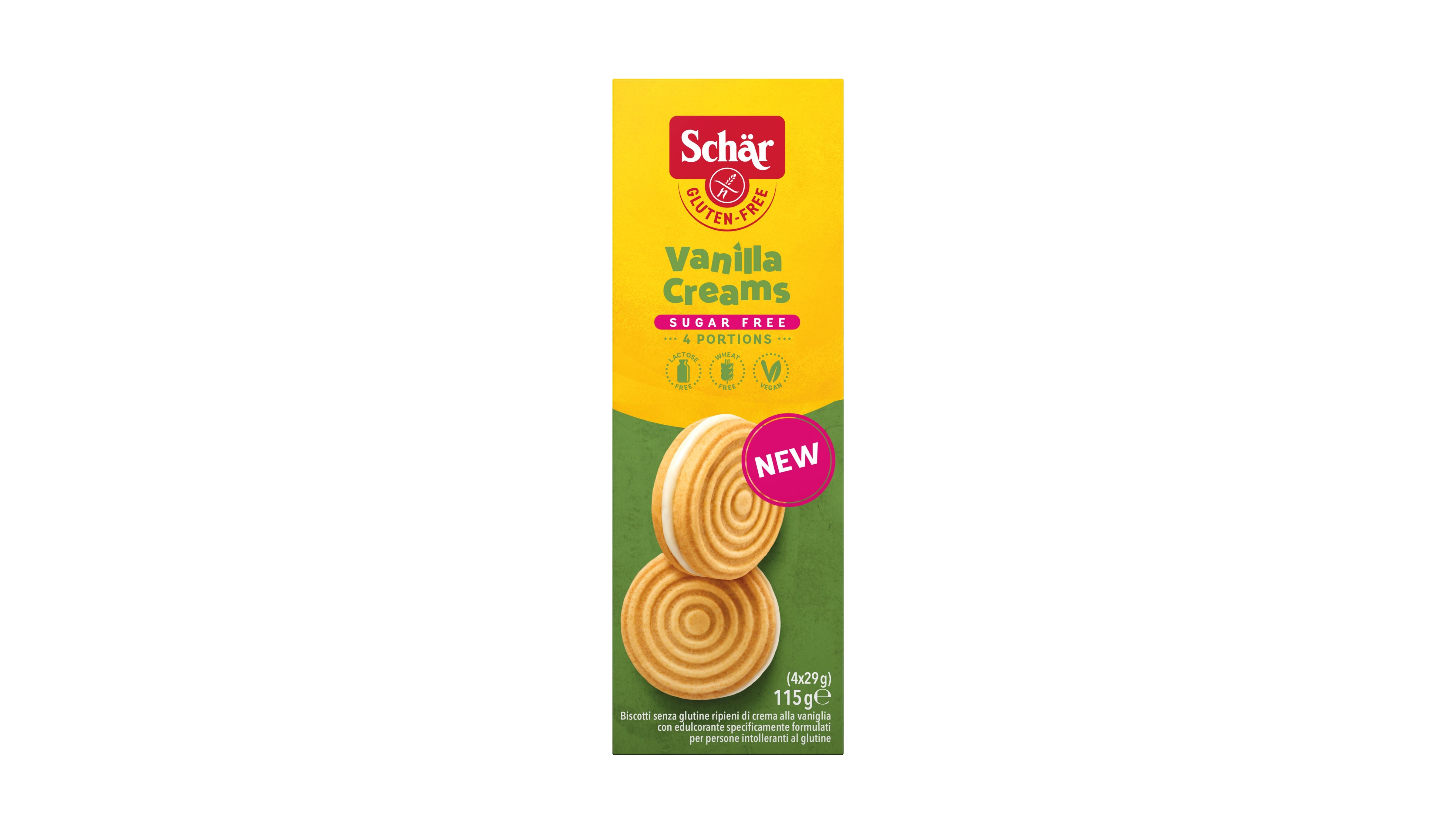 Schär Vanilla Creams 115g Gluteeniton keksi vaniljakreemitäytteellä