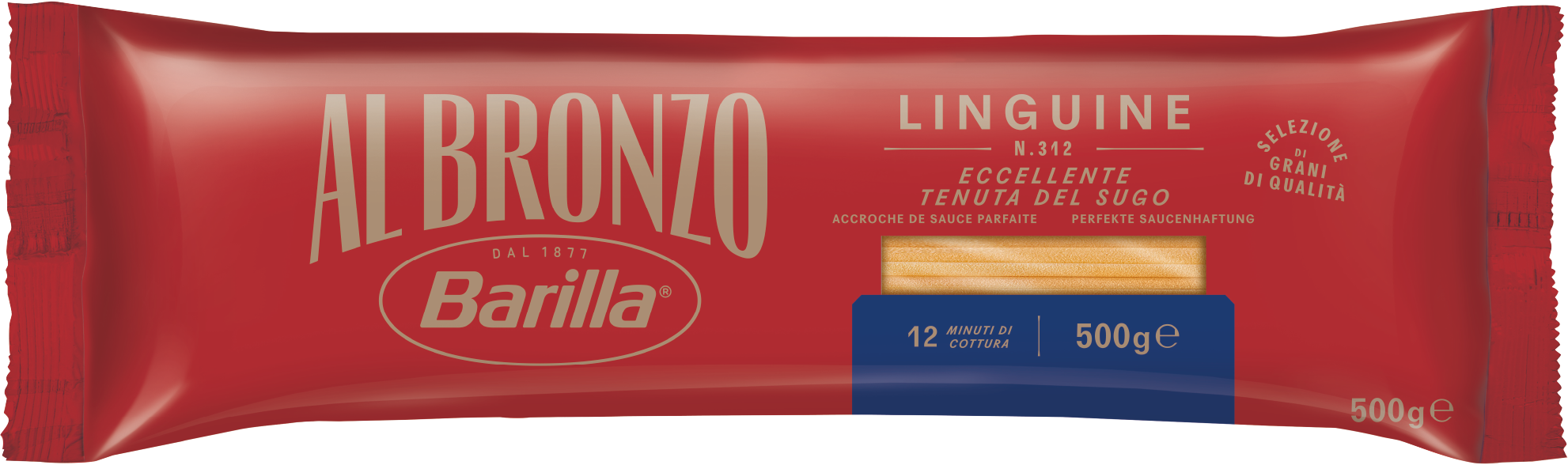 Barilla Al Bronzo Linguine n.312 durumvehnästä valmistettu pasta 500g
