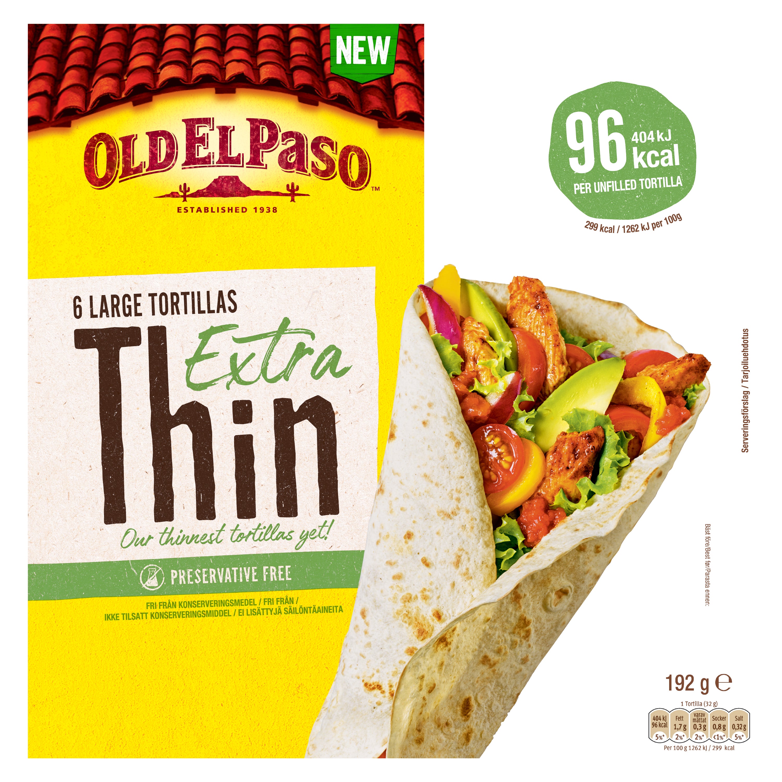 Old El Paso Extra Thin Tortillas 192g