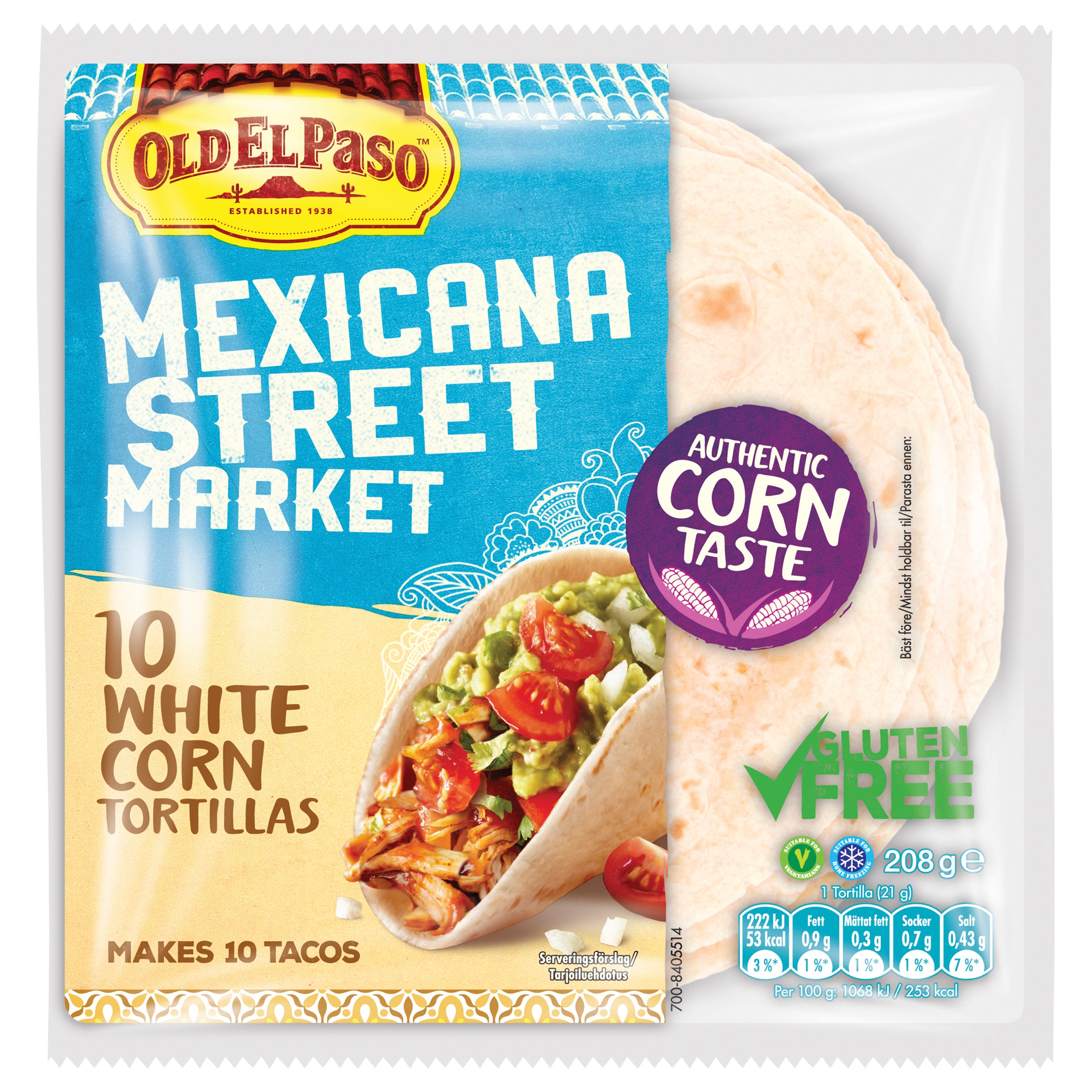 Old El Paso 10kpl/208g Tortillat de maïs blanc gluteéniton