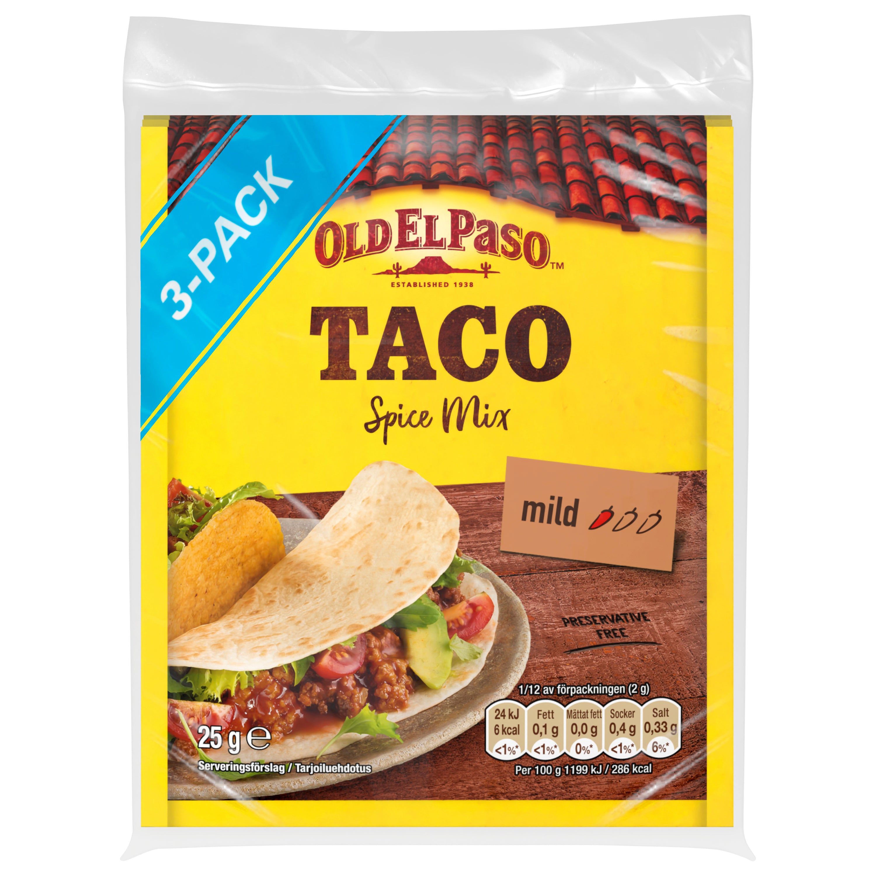 Old El Paso 3x25g Taco Mausteseos Original