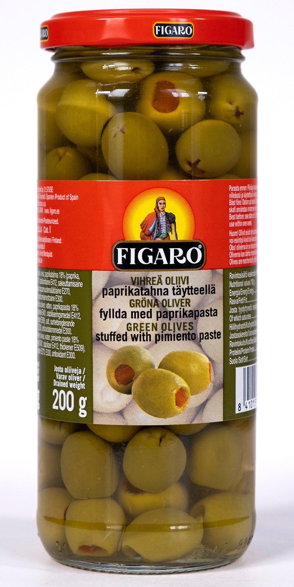 Figaro Vihreä oliivi paprikatahna täytteellä  340g/200g