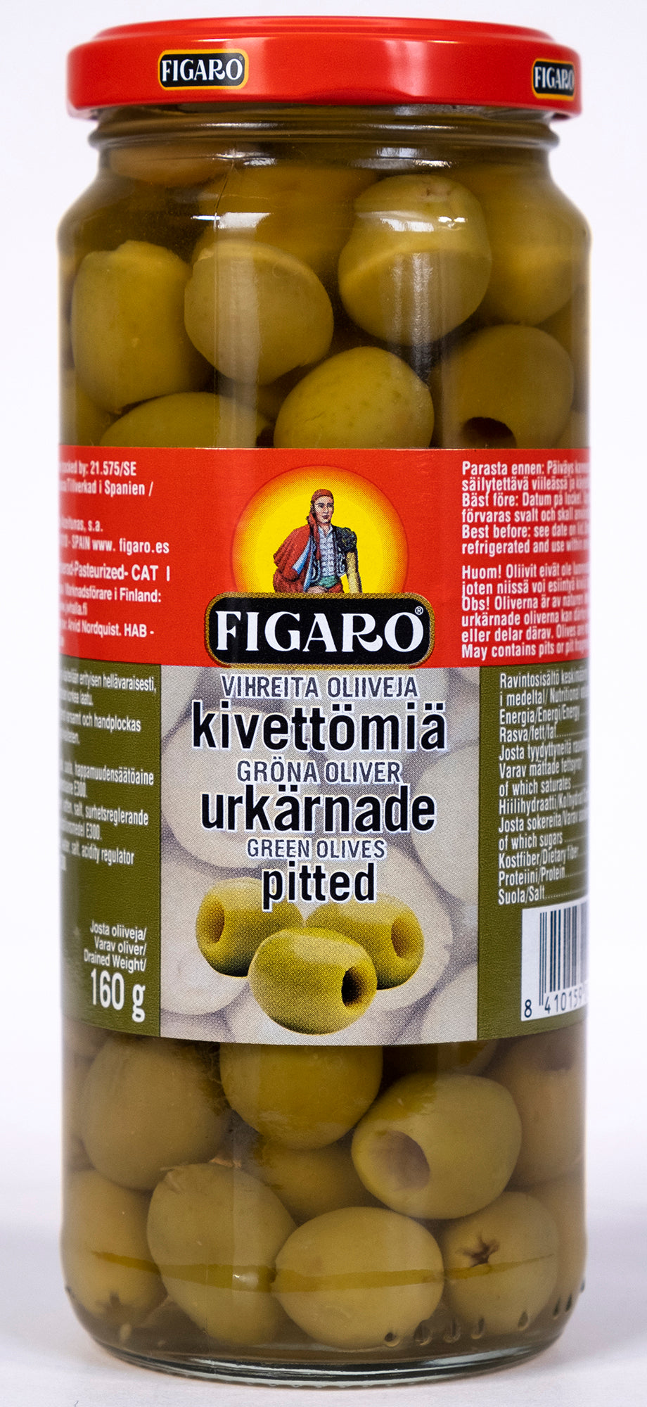 Figaro Vihreitä oliiveja kivettömiä 340g/160g