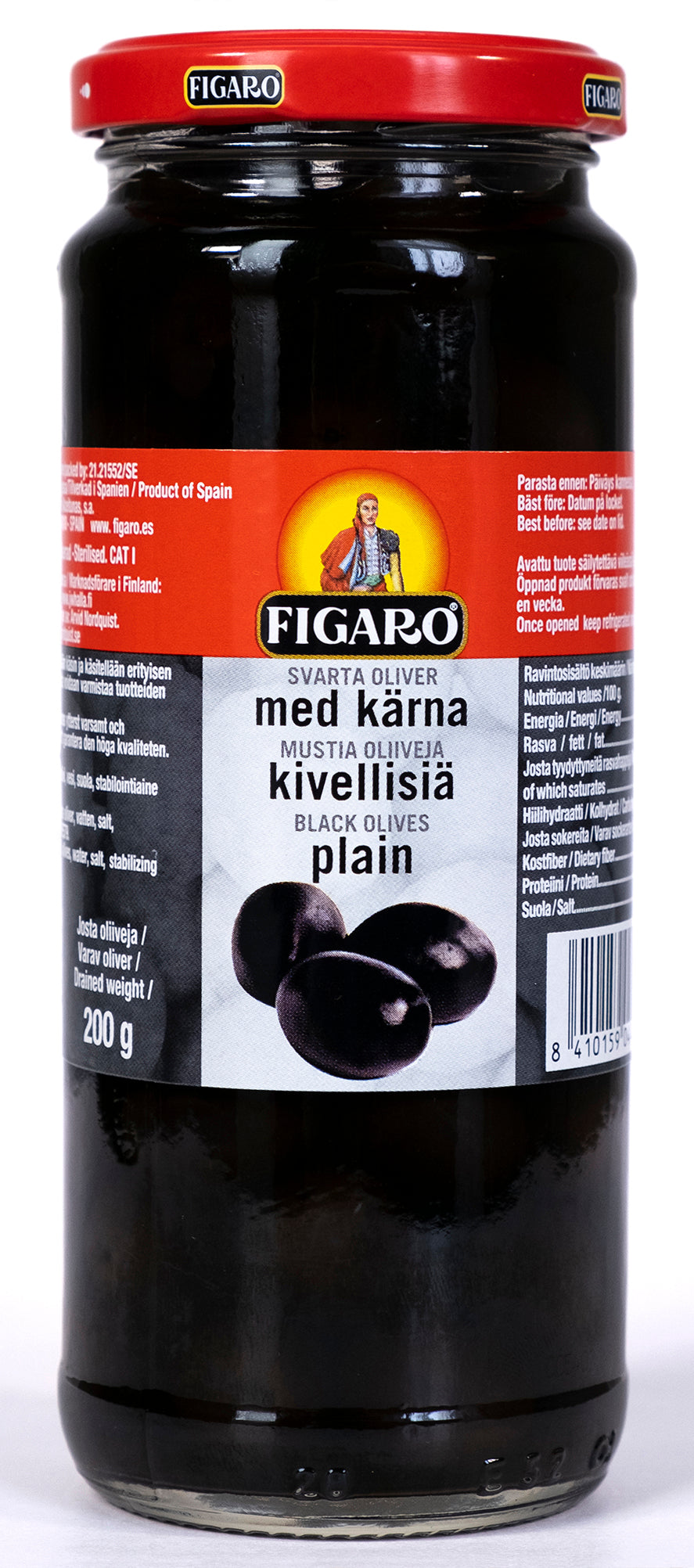 Figaro Mustia oliiveja kivellisiä 340g/200g
