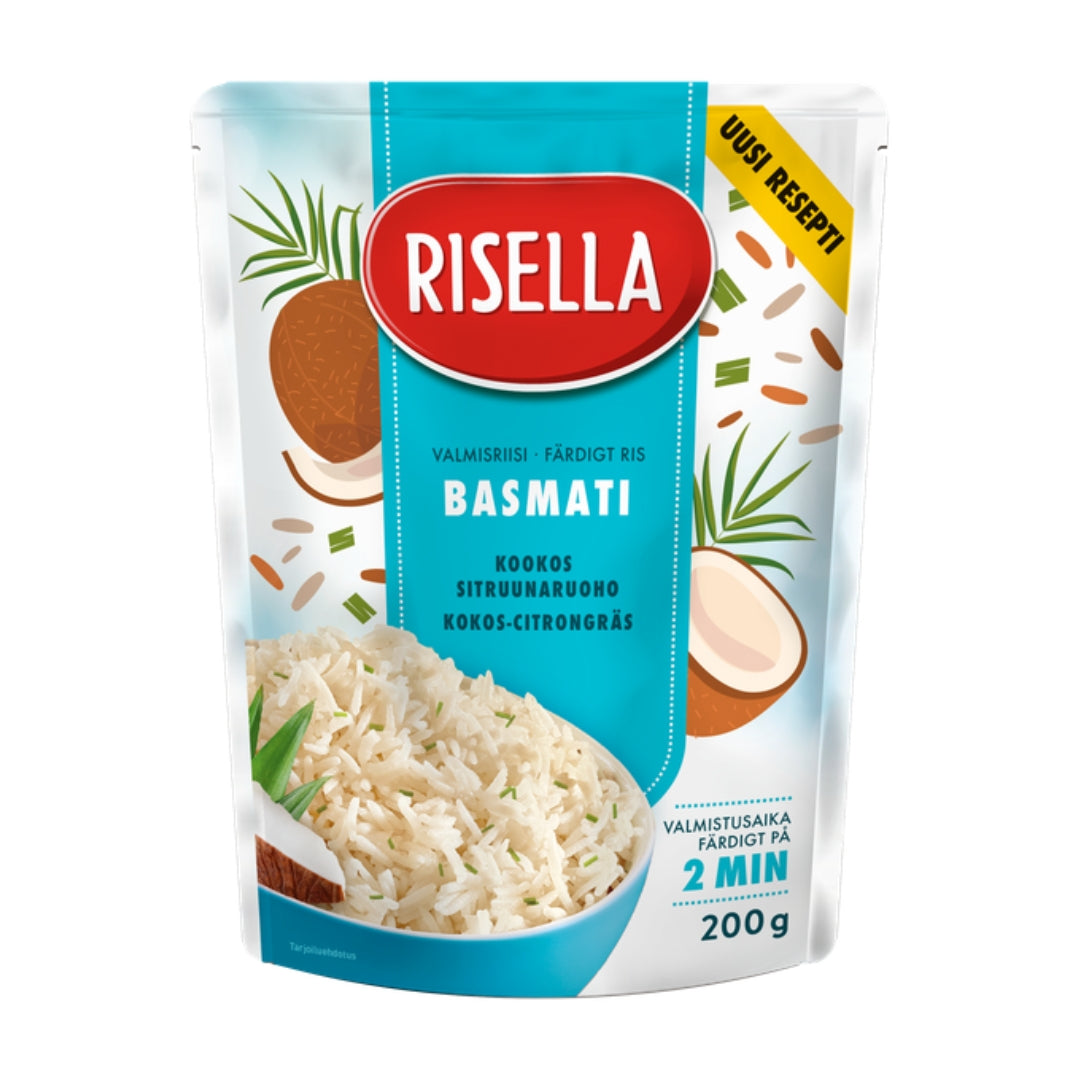Risella Basmatiriisi kookos-sitruunaruoho 200g valmisriisi