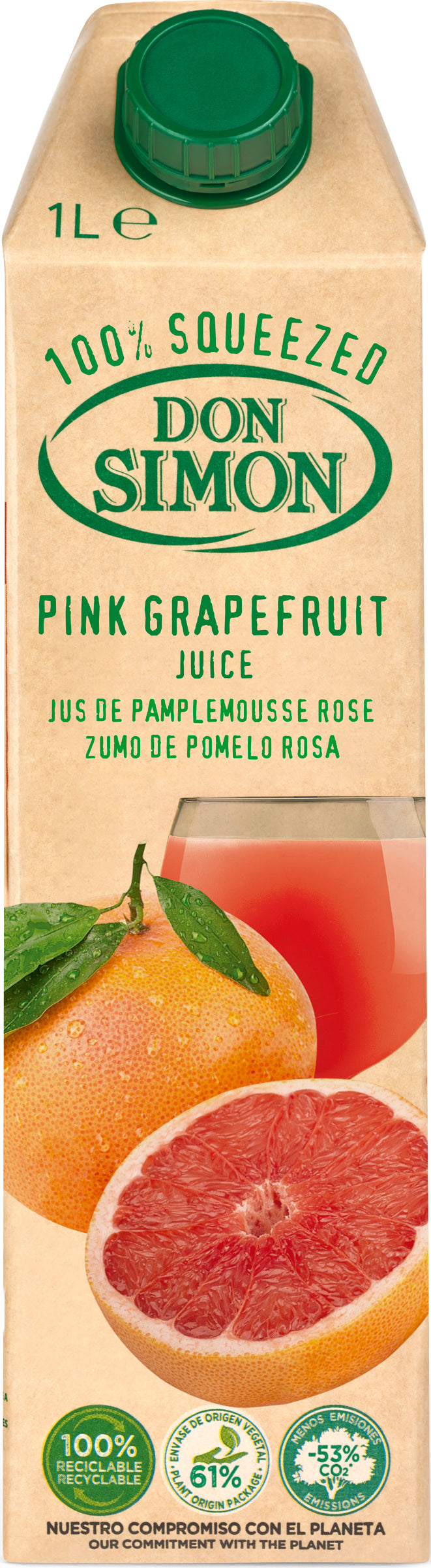 Don Simon 100% tuorepuristettu verigreippitäysmehu hedelmälihalla 1L