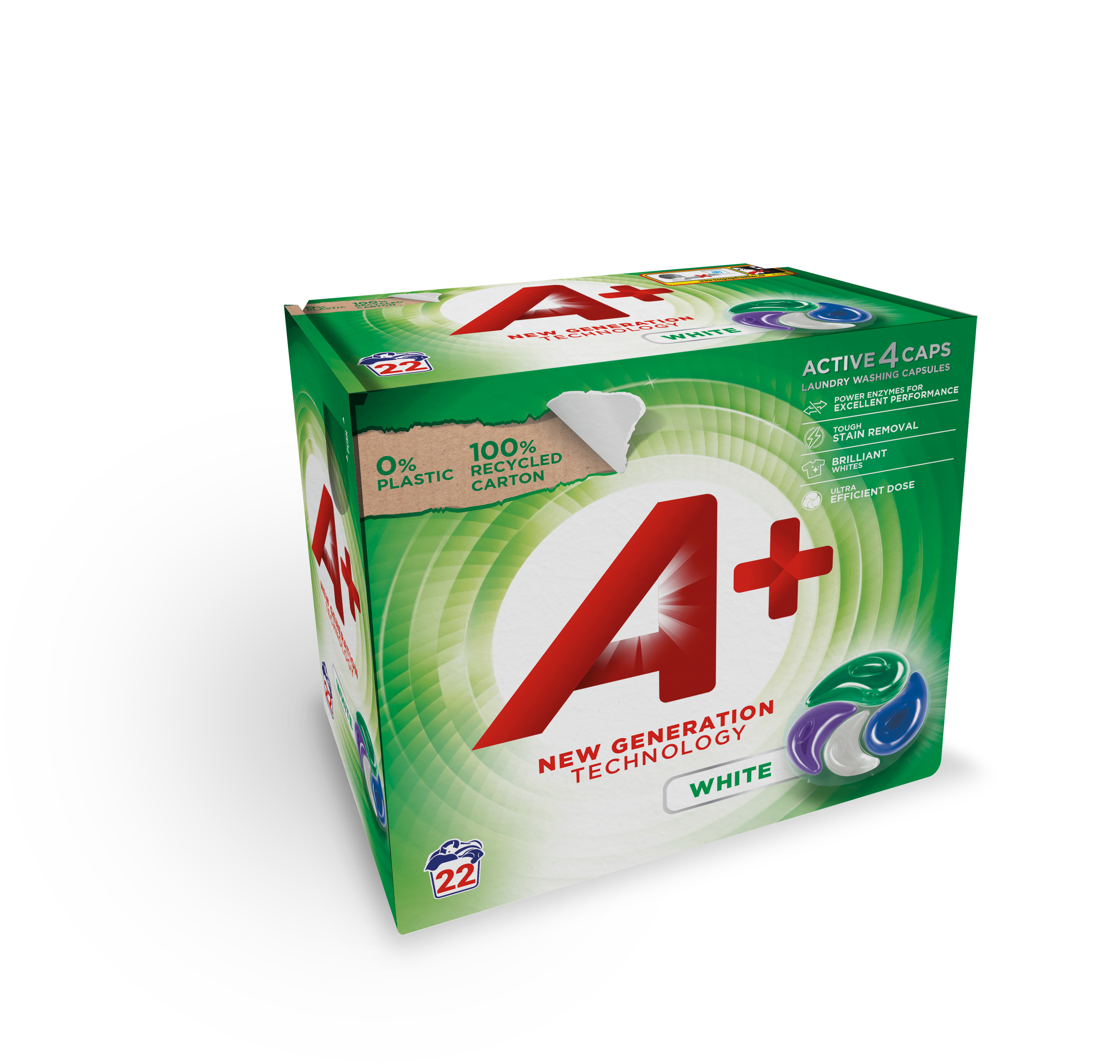 A+ Active4 Caps White pyykinpesu 22kpl