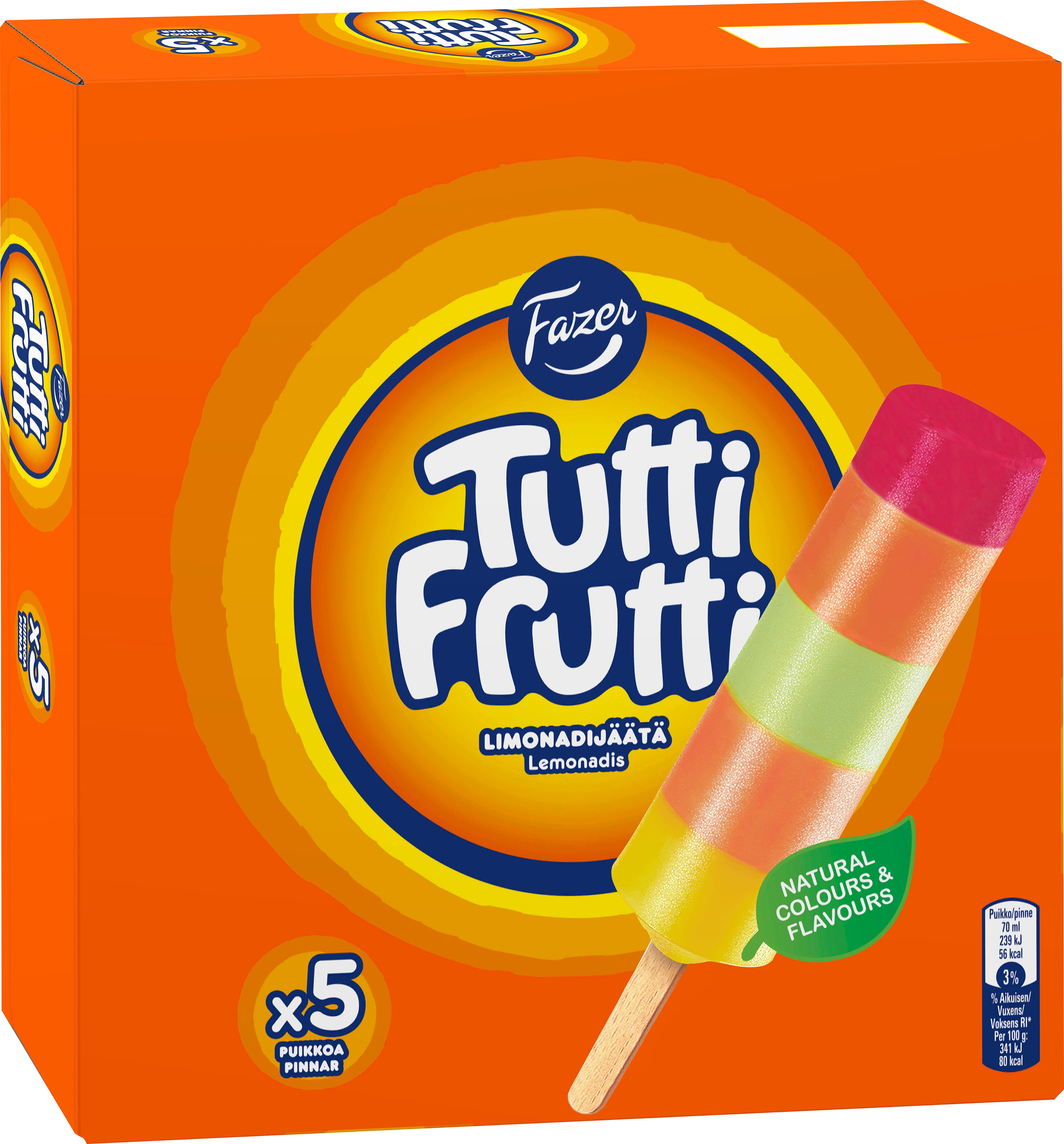 Fazer TuttiFrutti limonadijääpuikko monipakkaus 5x70g