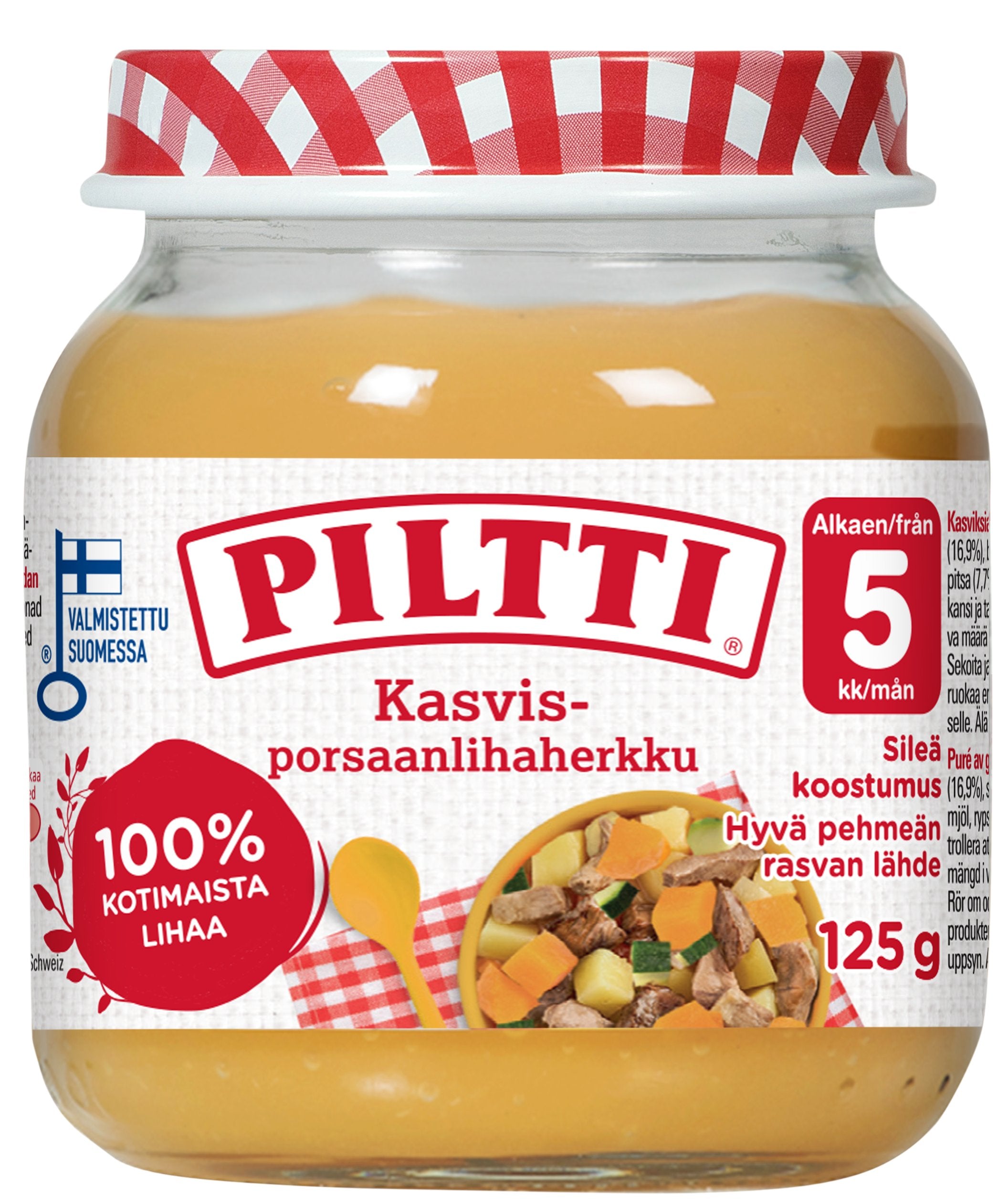 Piltti 125g Kasvis-porsaanlihaherkku lastenateria 5kk