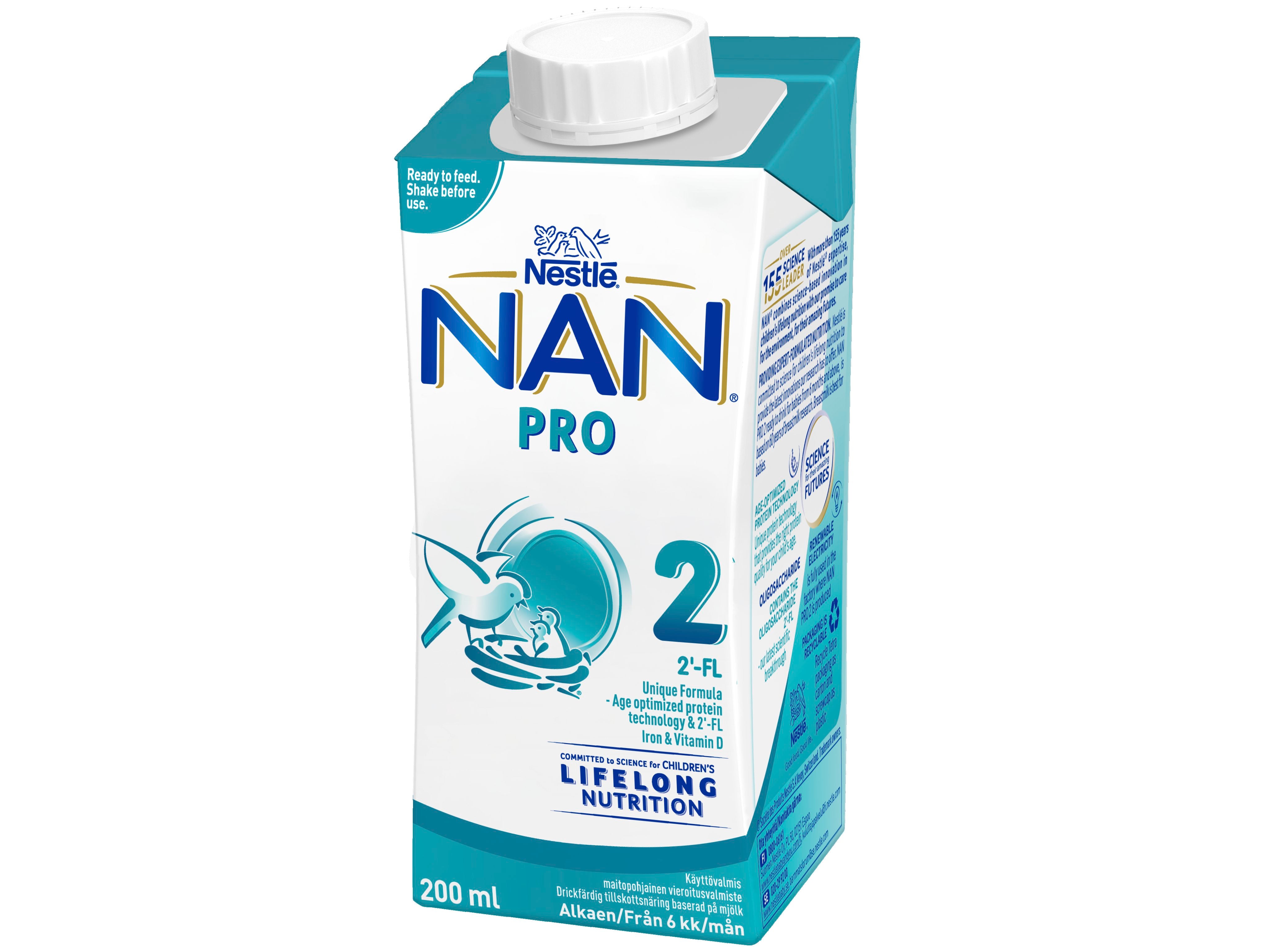 Nestlé Nan 200ml Pro 2 maitopohjainen käyttövalmis vierotusvalmiste