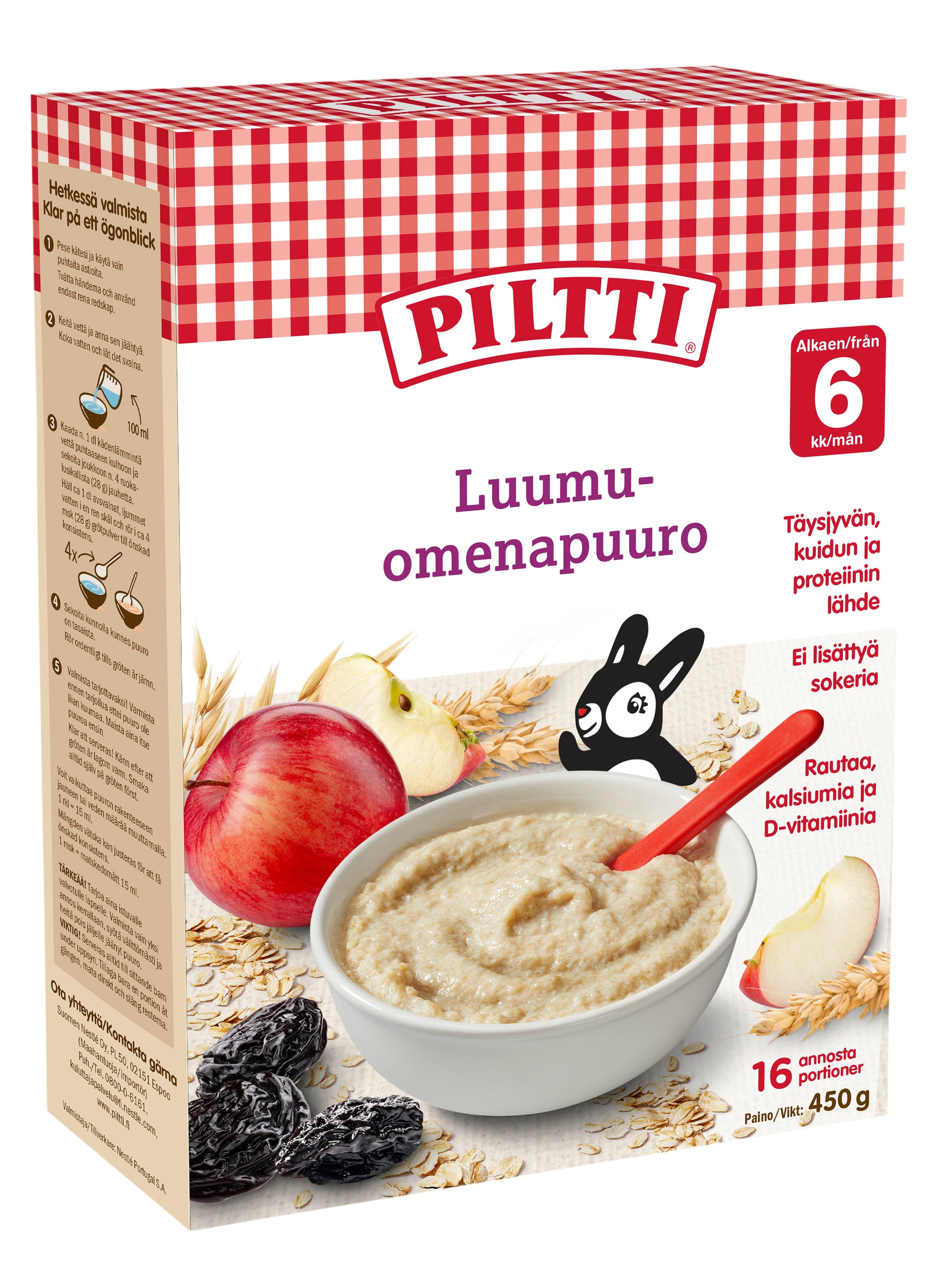 Piltti 450g Luumu-omenapuuro puurojauhe 6kk