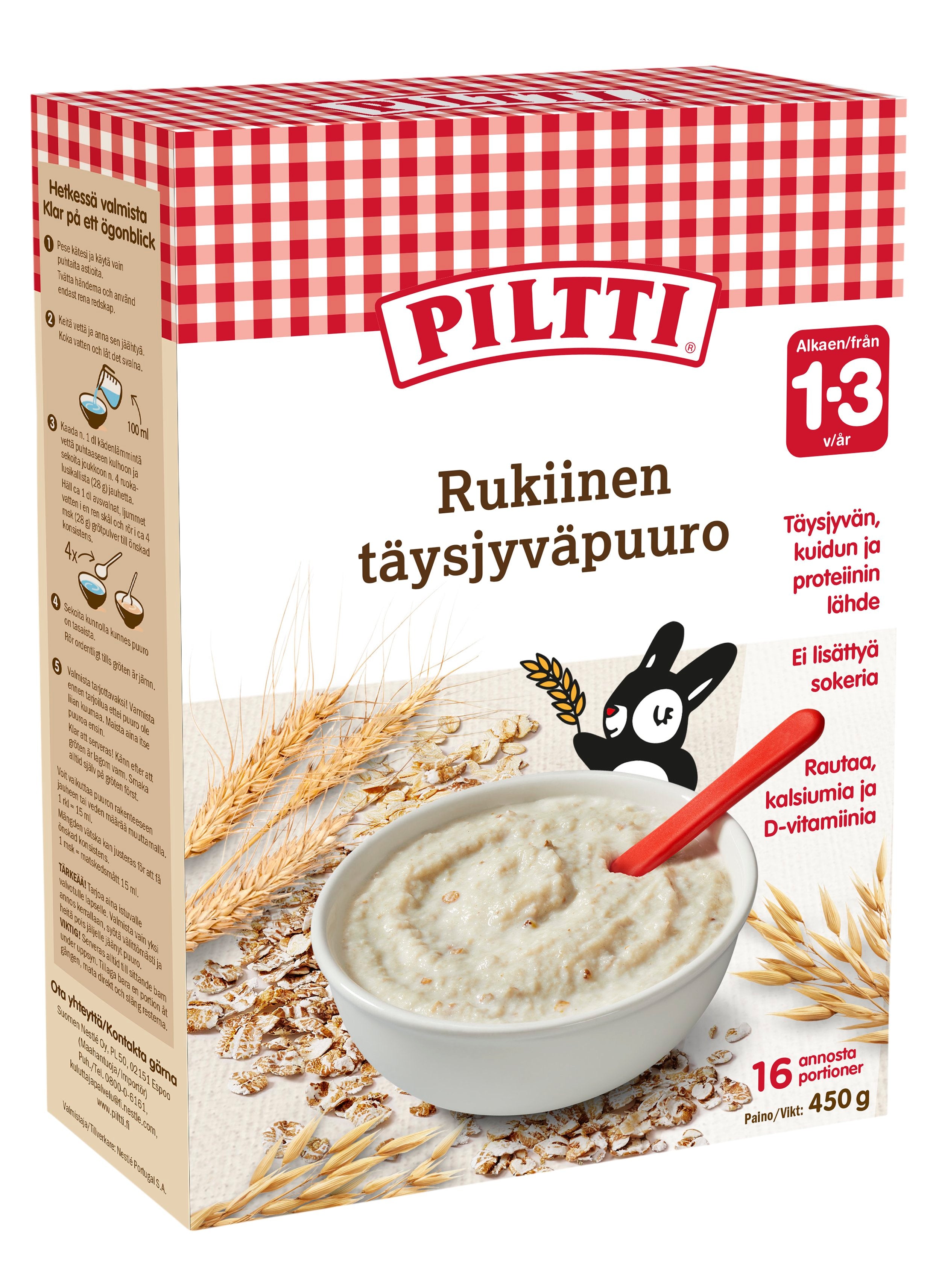 PILTTI 450g Rukiinen täysjyväpuurojauhe 1-3v