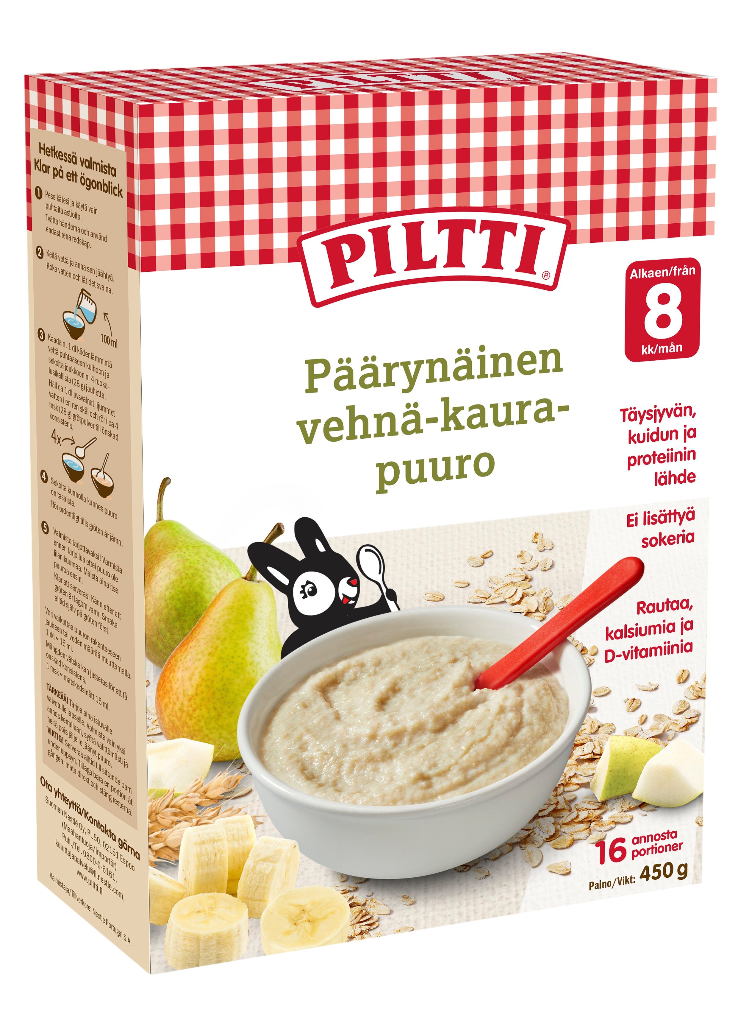 Piltti 450g Päärynäinen vehnä-kaurapuurojauhe 8kk