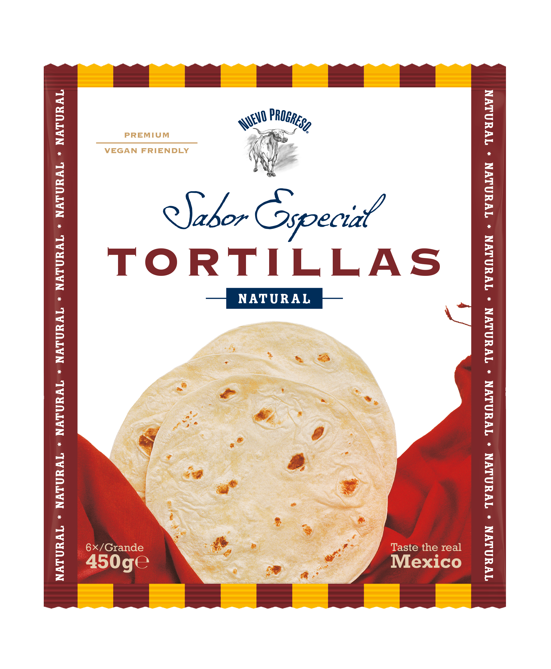Nuevo Progreso Sabor Especial Tortillas Natural isot vehnätortillat 6 kpl 450g pussi