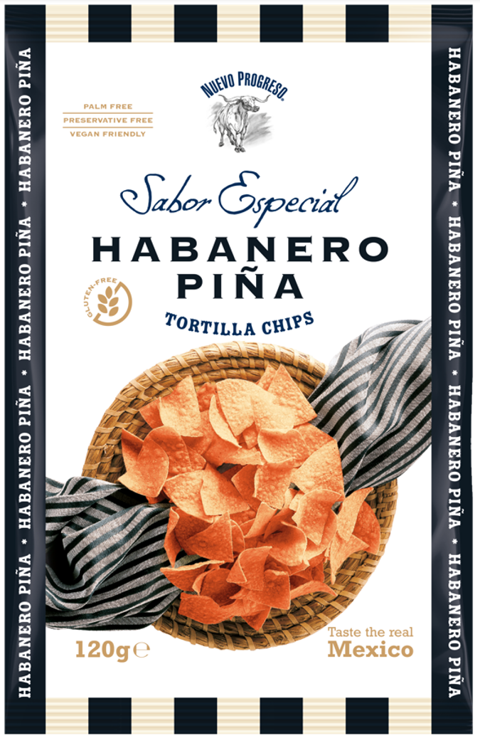 Nuevo Progreso Sabor Especial Habanero Piña Tortilla Chips habaneronmakuiset maissilastut 120g pussi