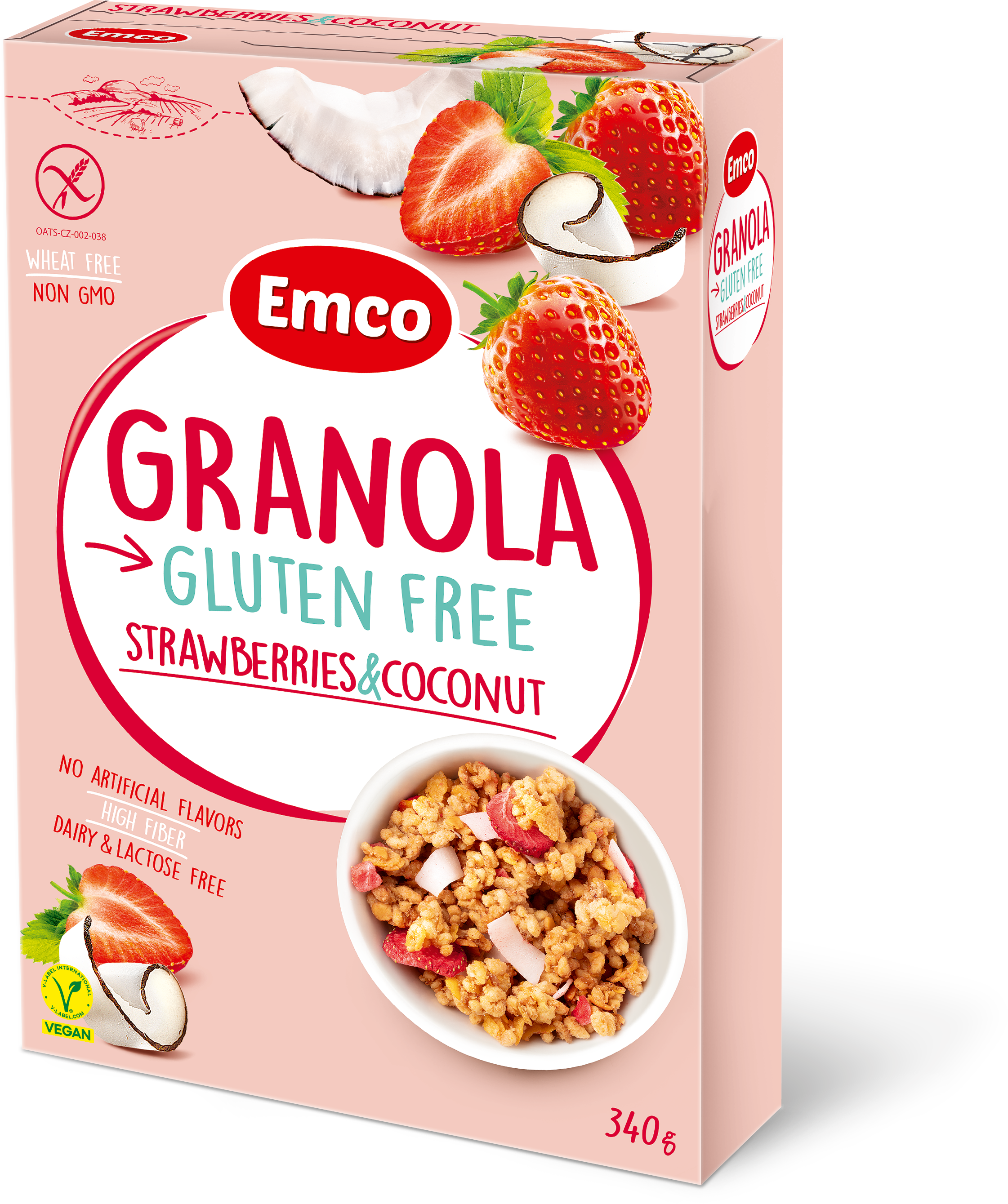 Emco Gluteeniton Granola Mansikka - Kookos 340g