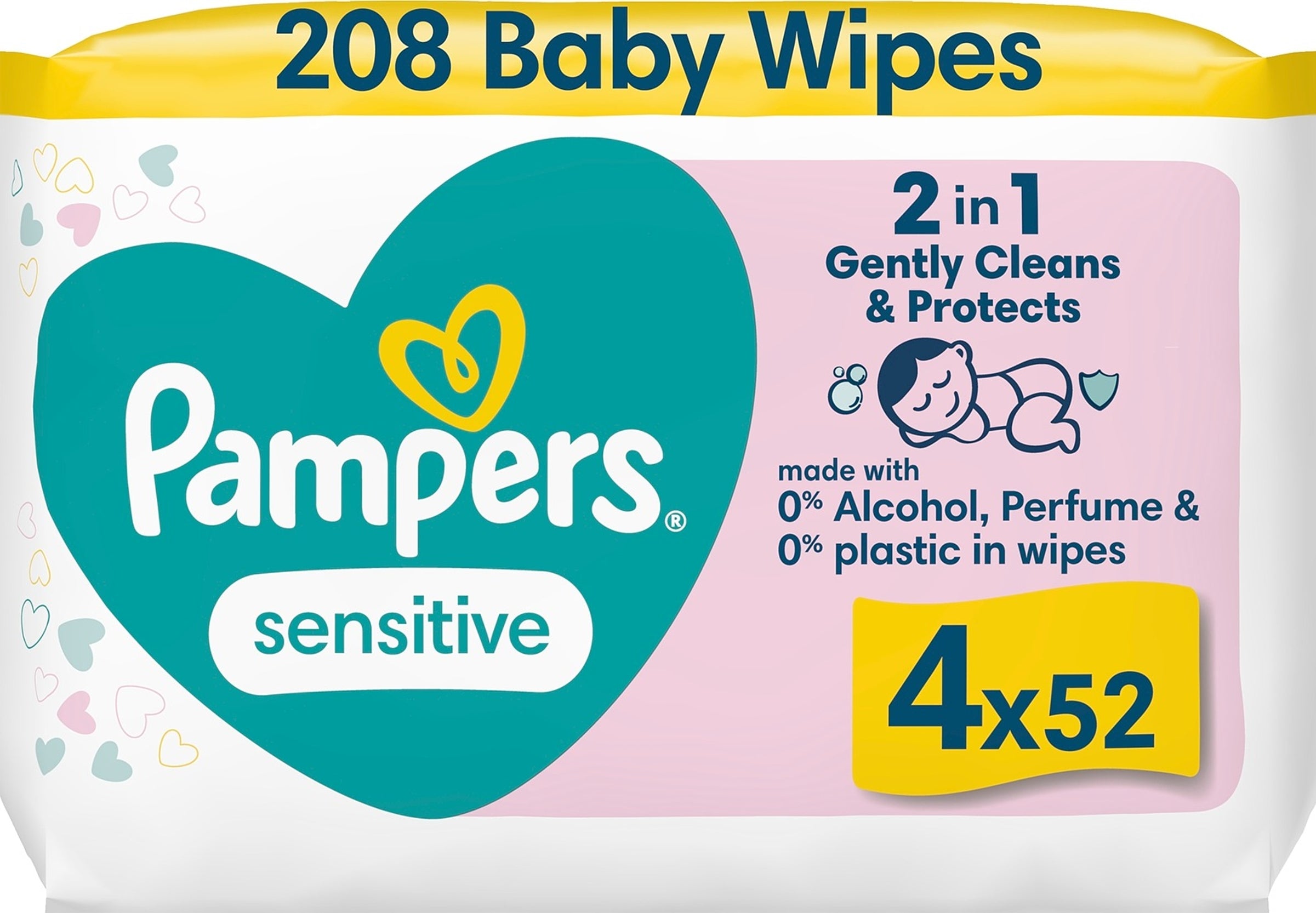 Pampers 4x52kpl Sensitive Baby Wipes puhdistuspyyhe