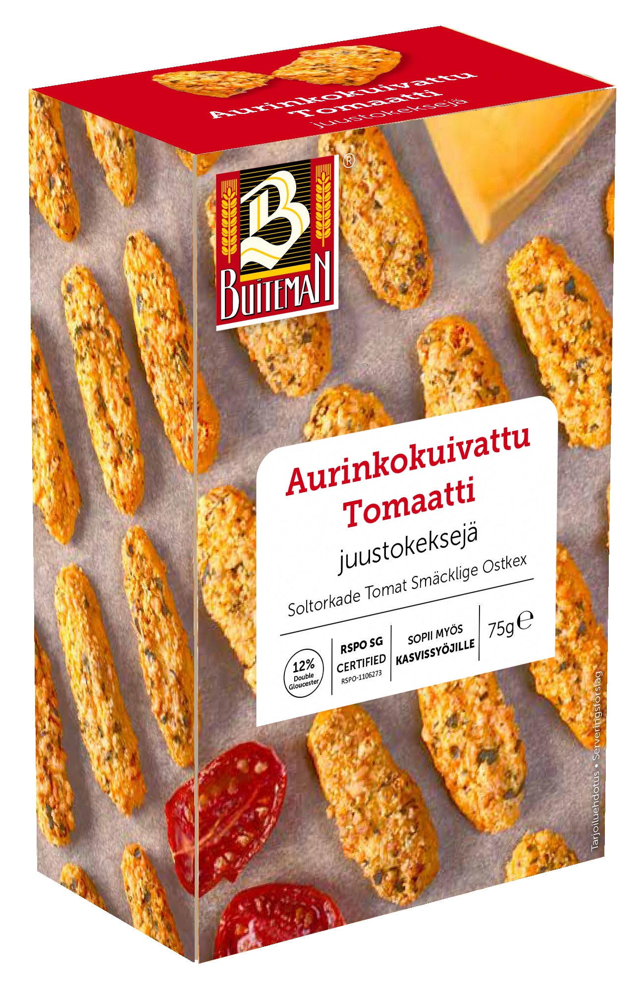 Buiteman juustokeksejä aurinkokuivattu tomaatti 75g