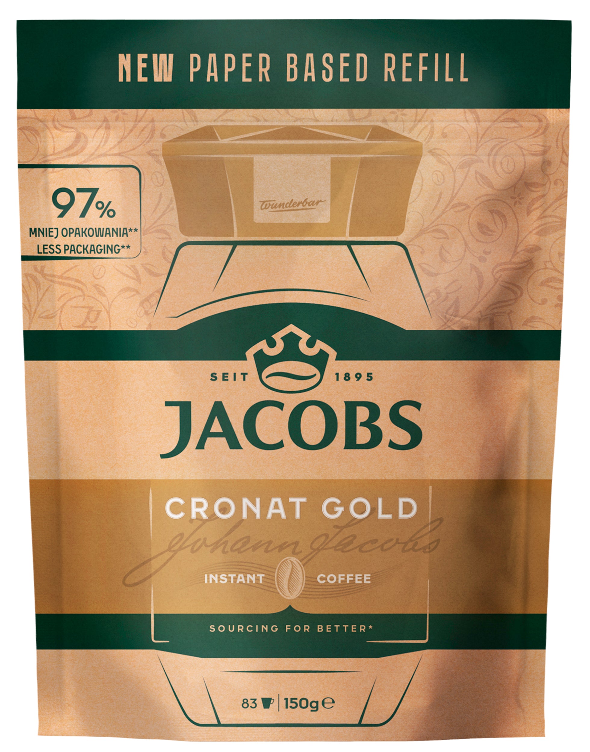 Jacobs Cronat Gold pika 150g täyttöpussi