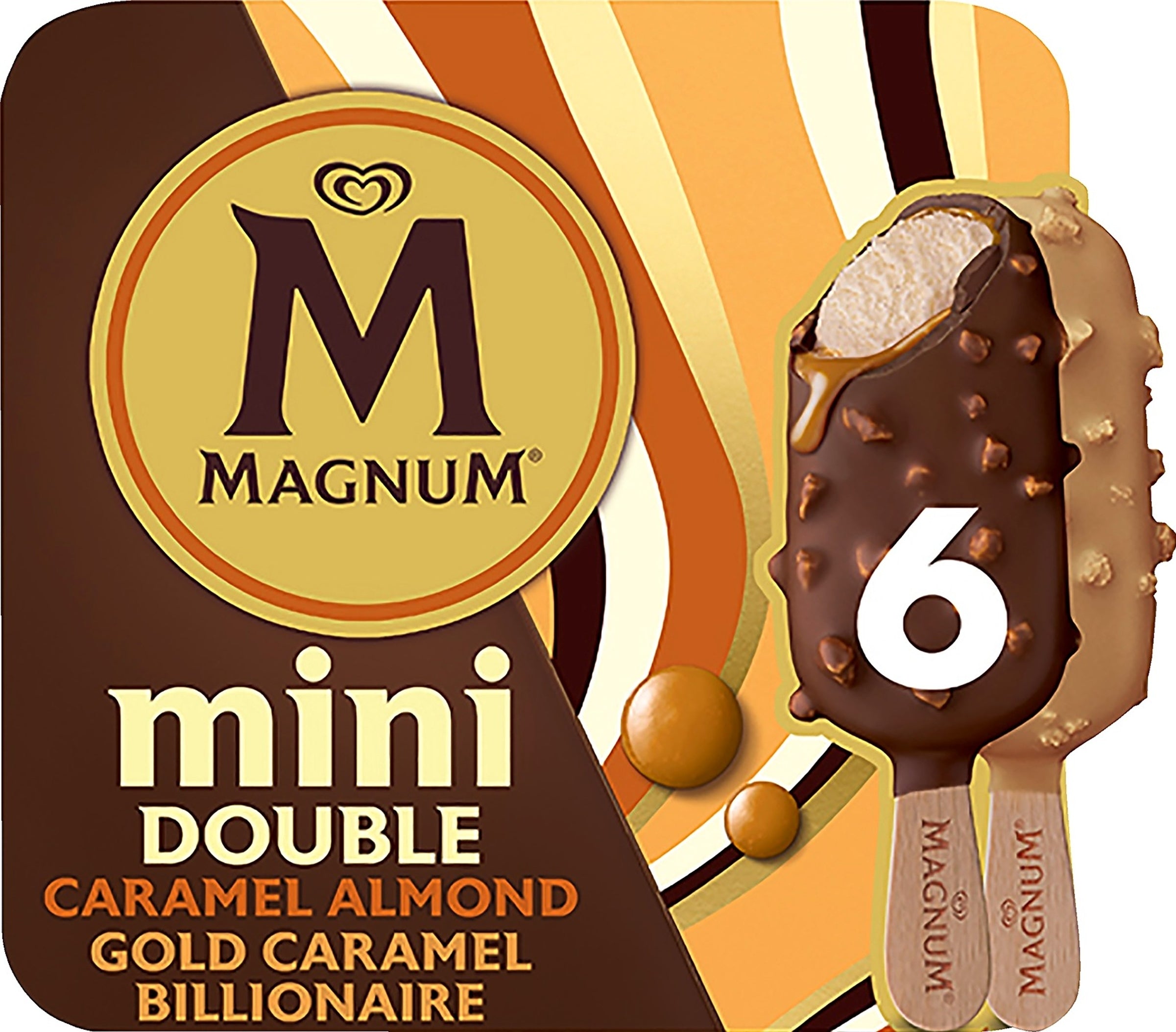 Magnum  Mini Double Caramel Almond & Double Gold Caramel Billionaire 6MP Jäätelö Monipakkaus  330ml/282g 6 kpl