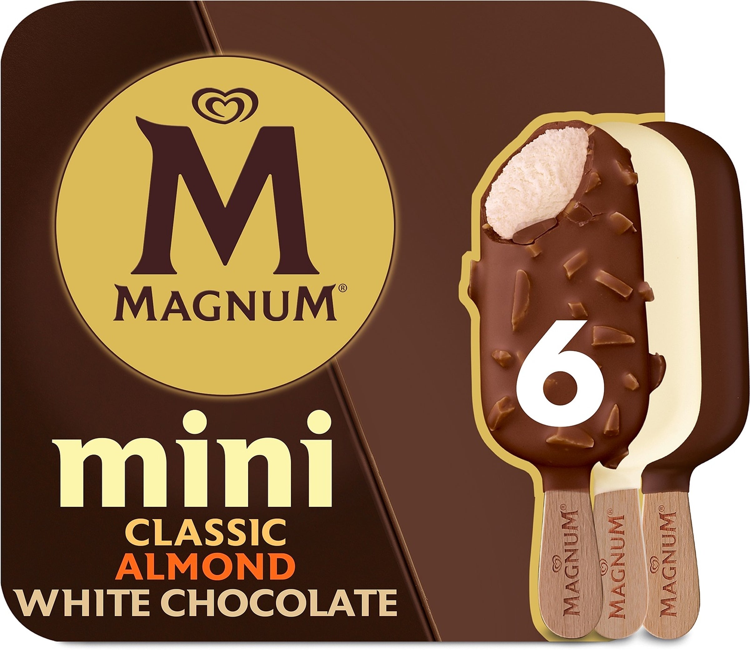 Magnum Mini Classic, Amande &amp; Chocolat Blanc Jäätelö Monipakkaus 330ml/254g 6kpl
