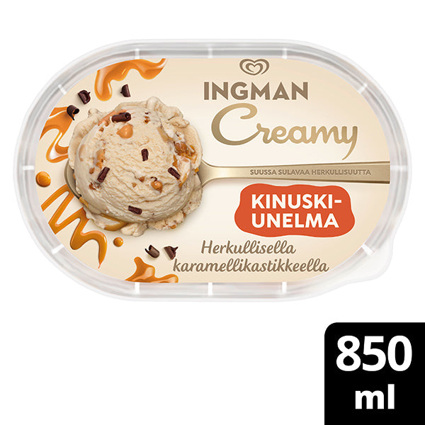 Ingman Creamy Kinuskiunelma Laktoositon Jäätelö 850ml/475g