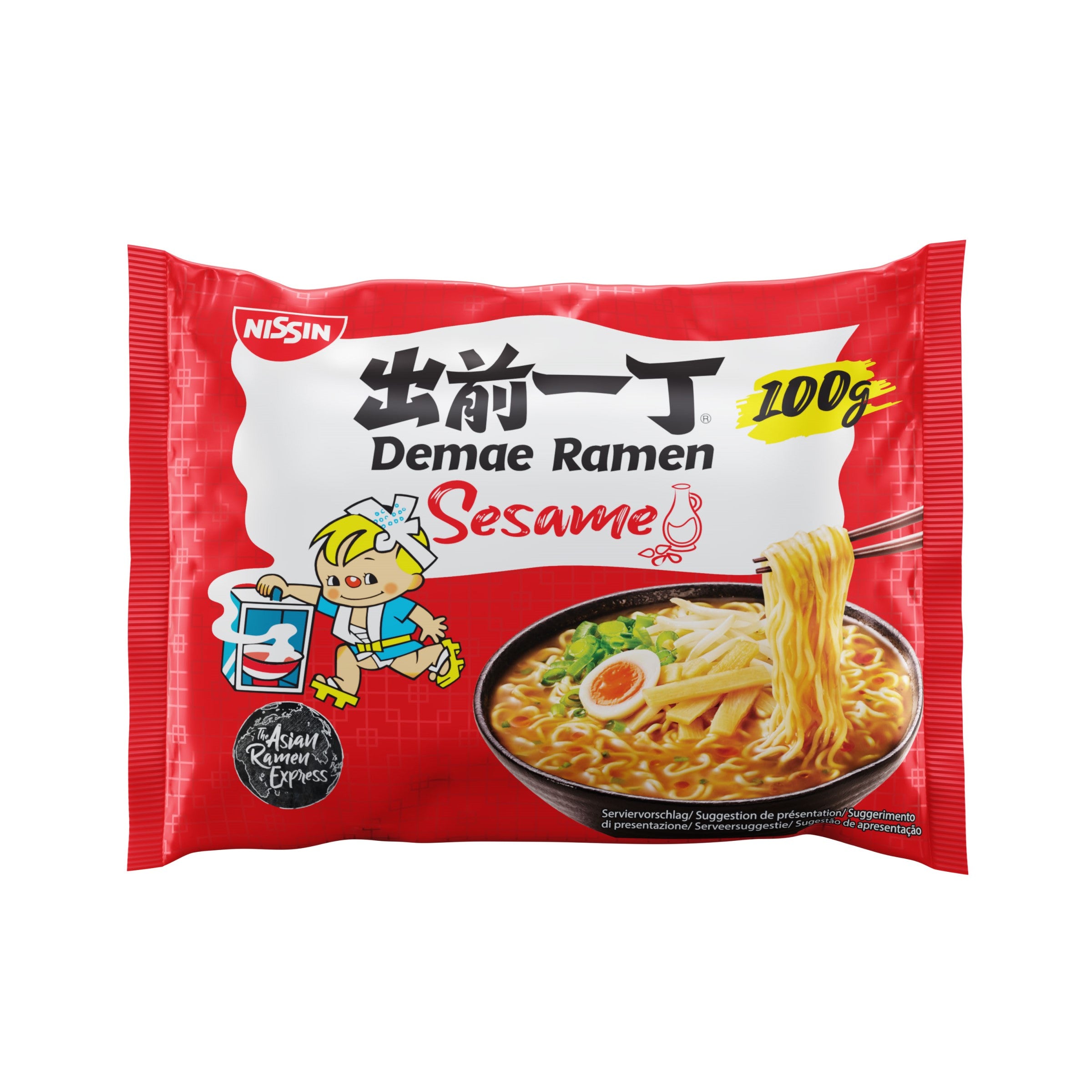 Nissin 100g Demae Ramen aasialaistyylinen pikanuudelikeitto, seesamin makuinen
