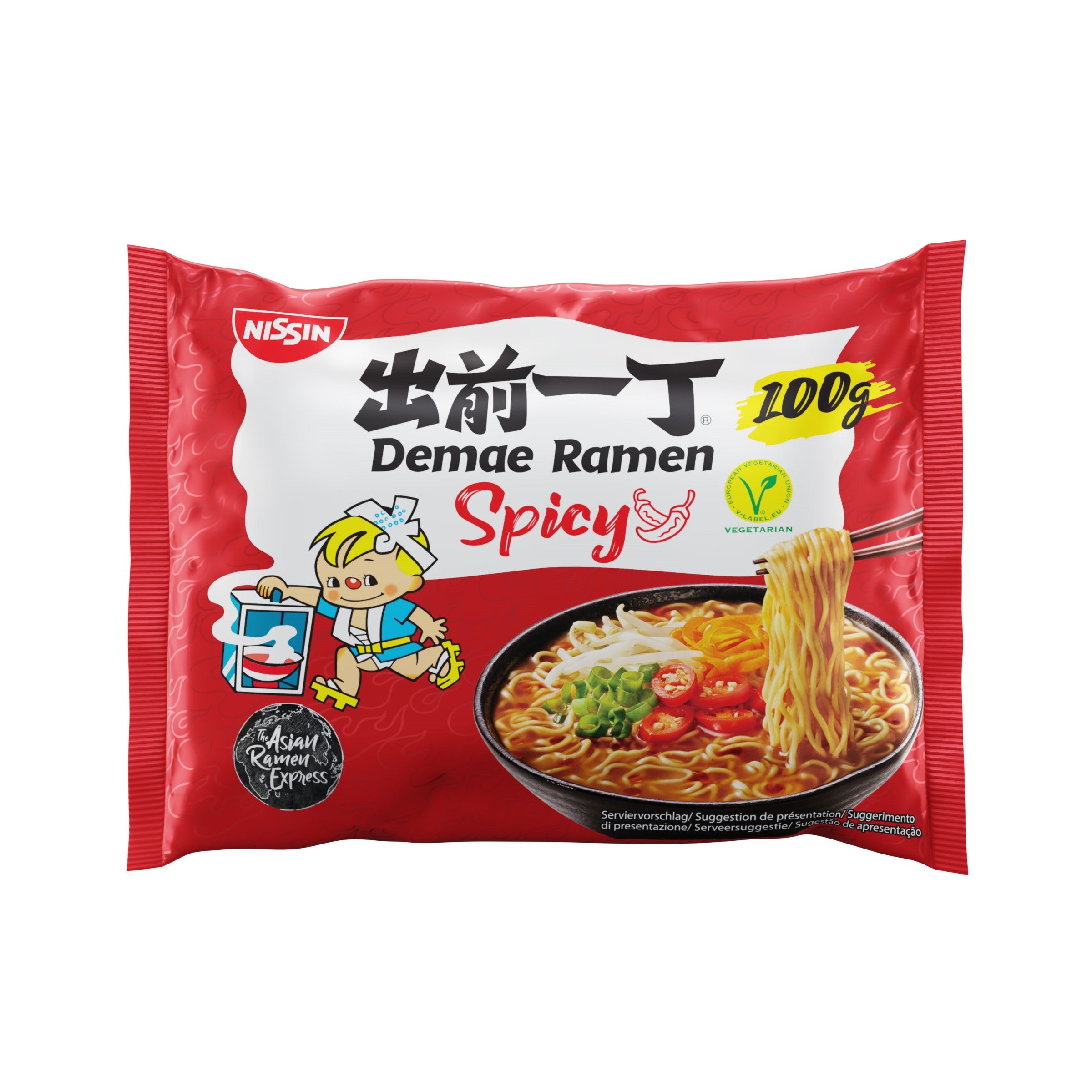 Nissin Demae Ramen japanilaistyylinen pikanuudelikeitto, mausteisen makuinen 100g