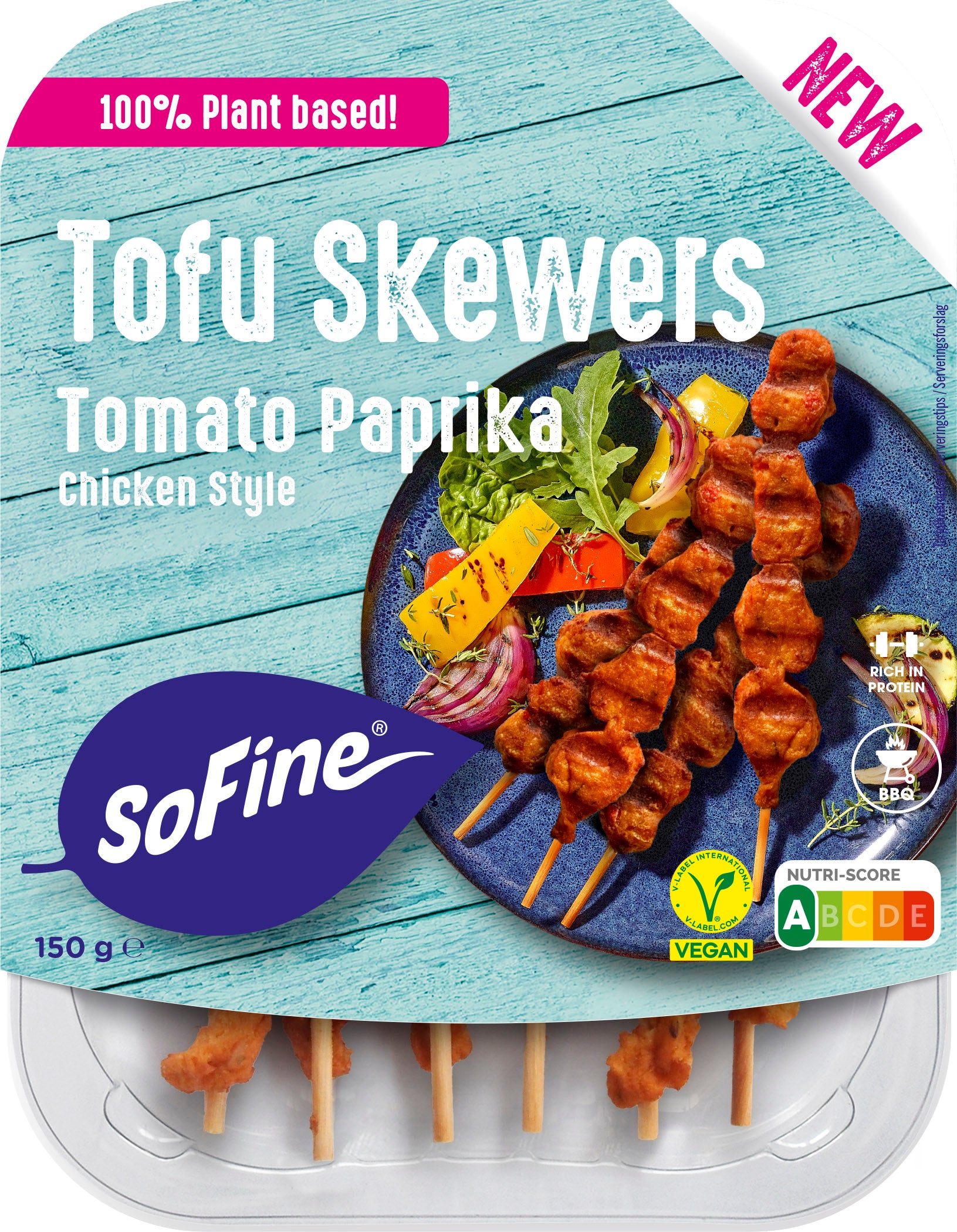 SoFine Tofu Skewers chicken style tomaatti-paprika vegaaninen 150g