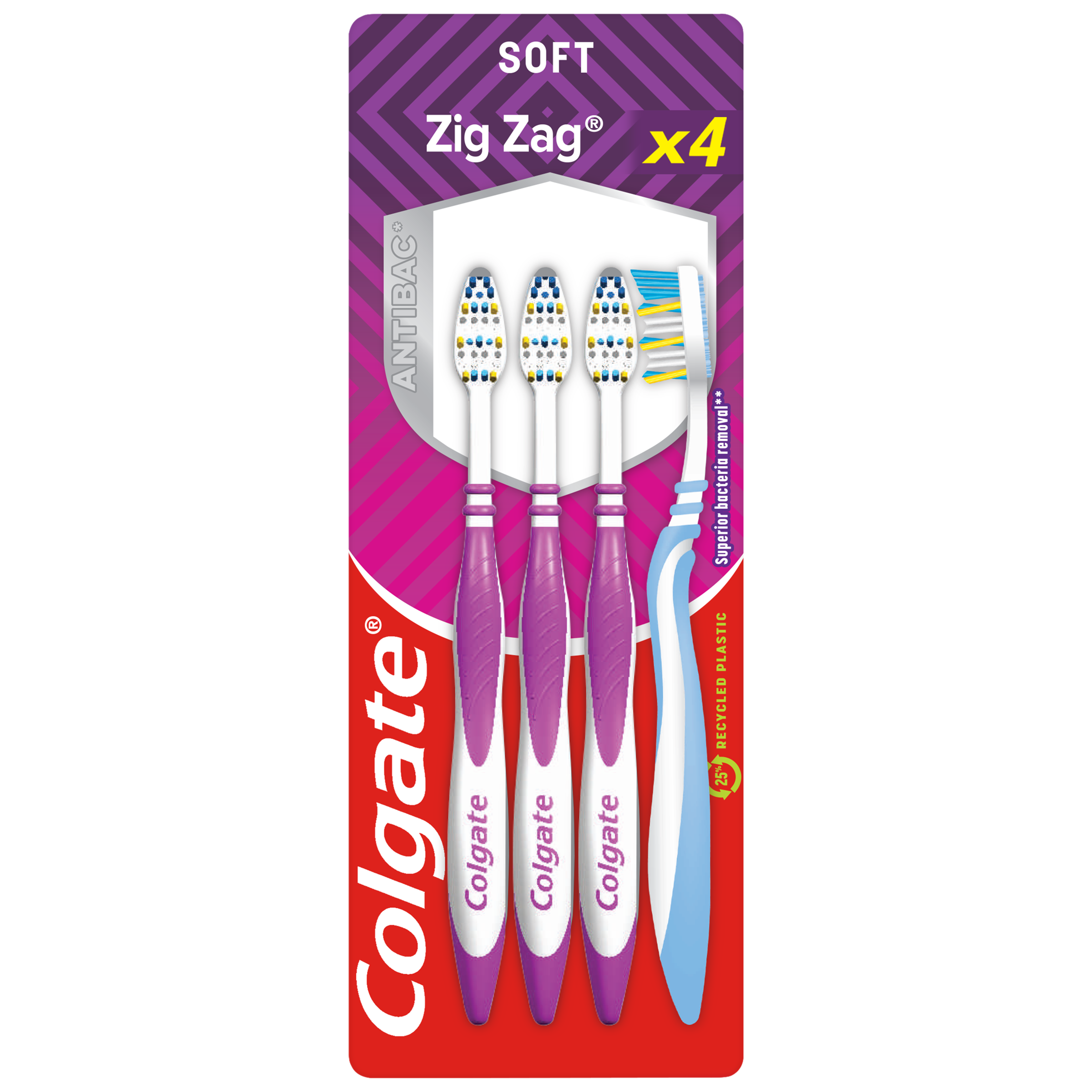 Colgate ZigZag Plus Antibac hammasharja soft 4 kpl
