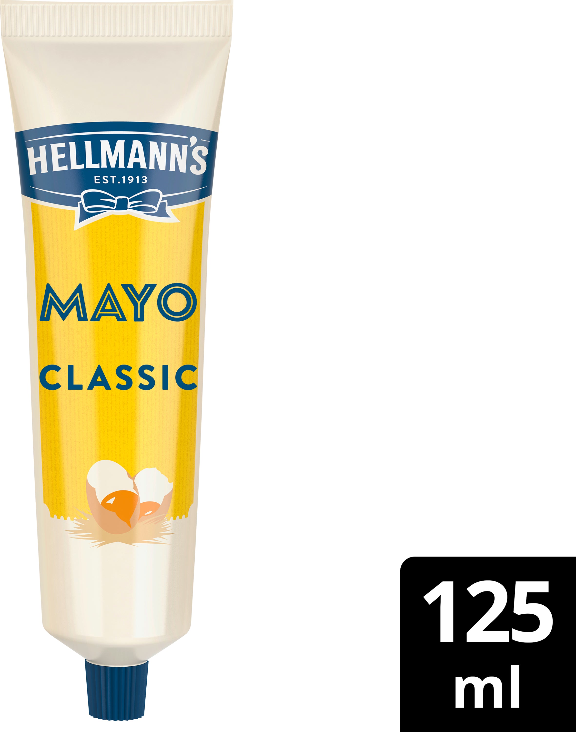 Hellmann's Klassinen Majoneesi Valmistettu vapaiden ja ulkoilevien kanojen Kananmunien keltuaisista 125 ML