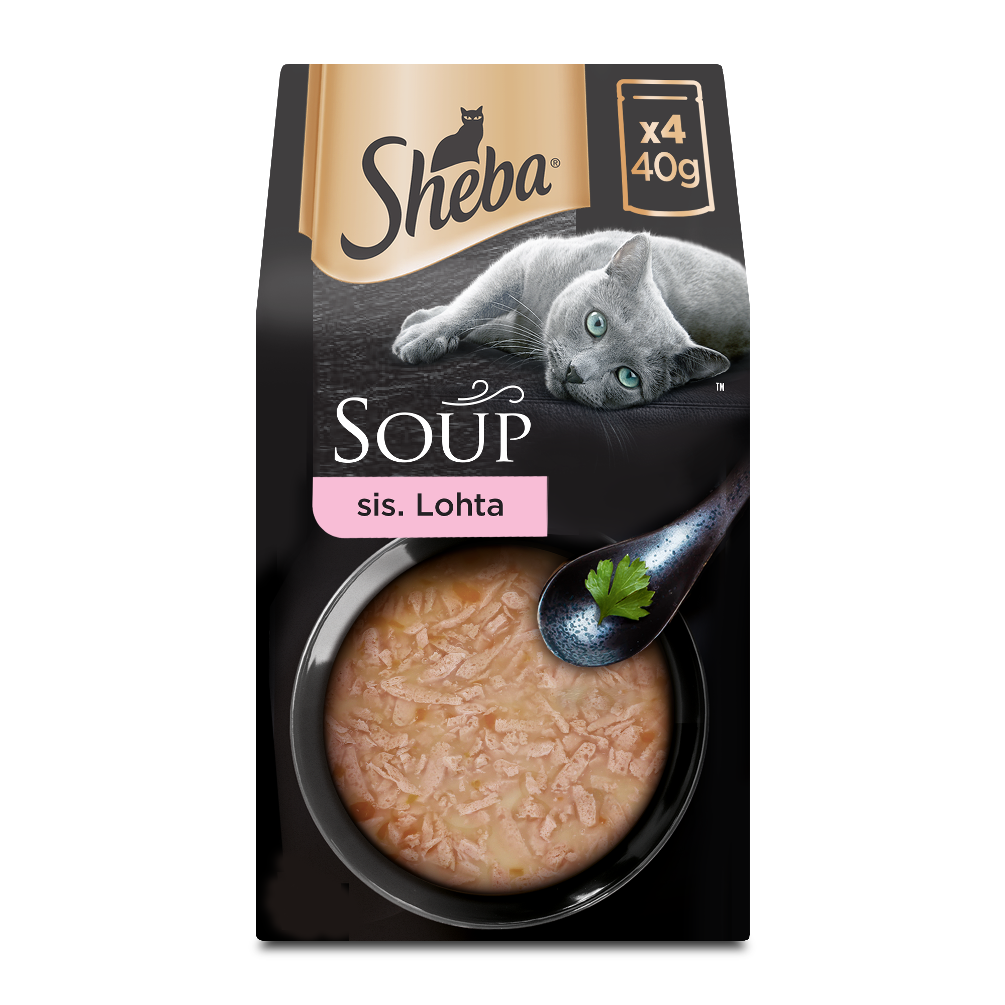 Sheba Soup sis. Lohta - Kissan märkäruoka annospussissa (4 x 40g)