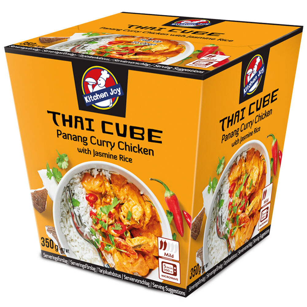 350g Kitchen Joy Thai-Cube Panang curry -kanaa ja jasmiiniriisiä, pakasteateria