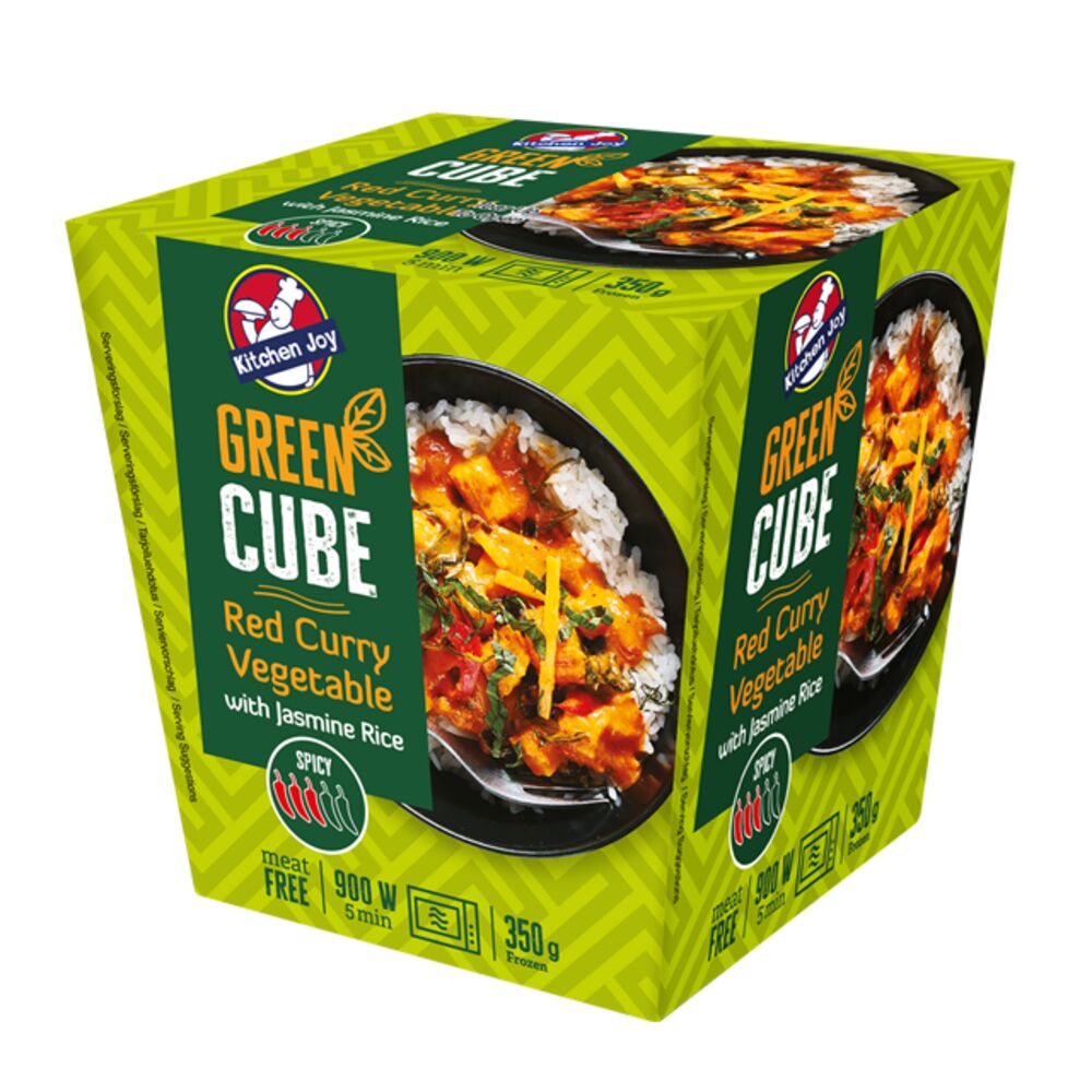 350g Kitchen Joy Thai-Cube Red curry -kasviksia ja jasmiiniriisiä, pakasteateria