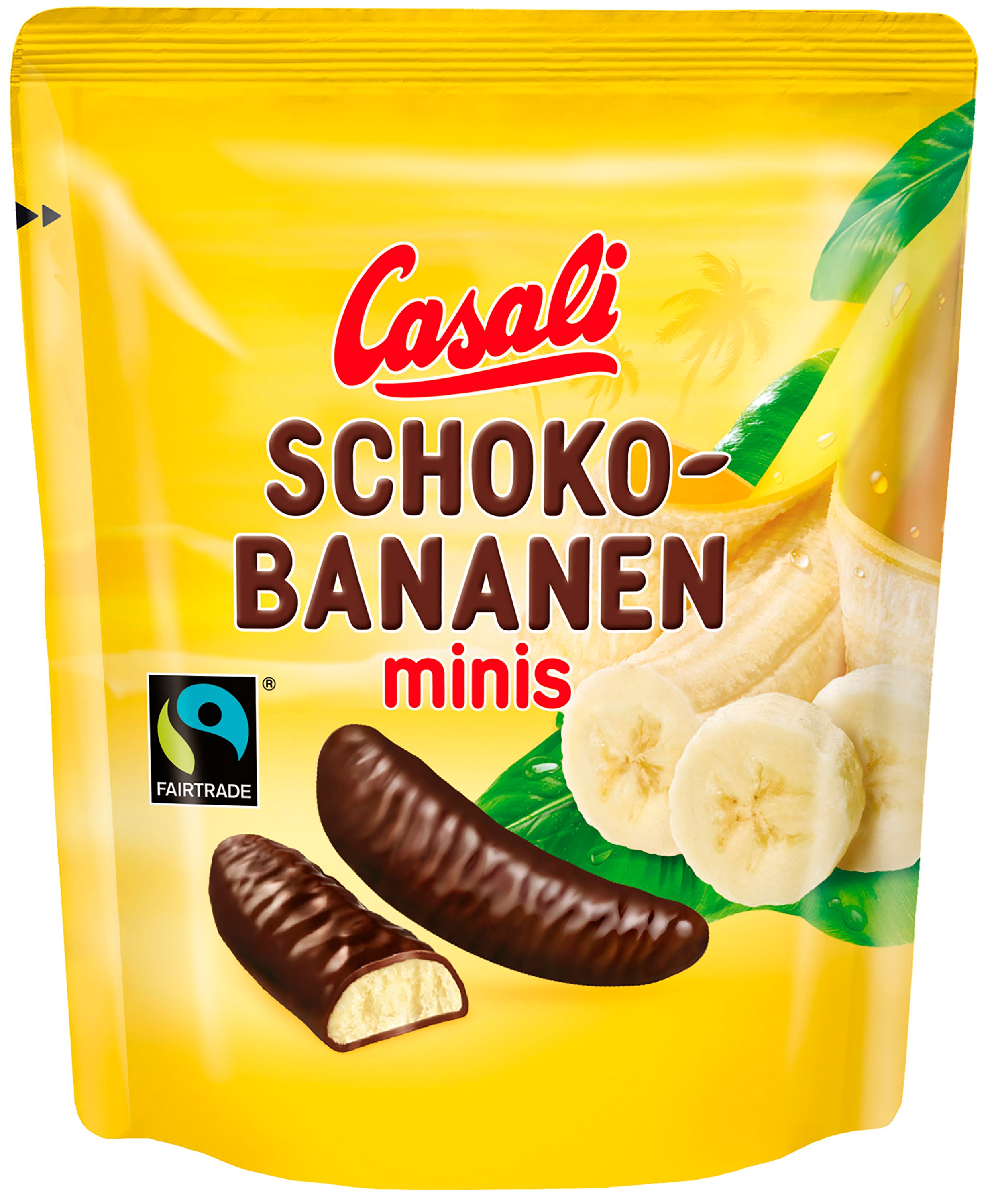 Casali Suklaabanaani mini 110 g suklaakuorrutettuja banaanivaaahtomakeisia