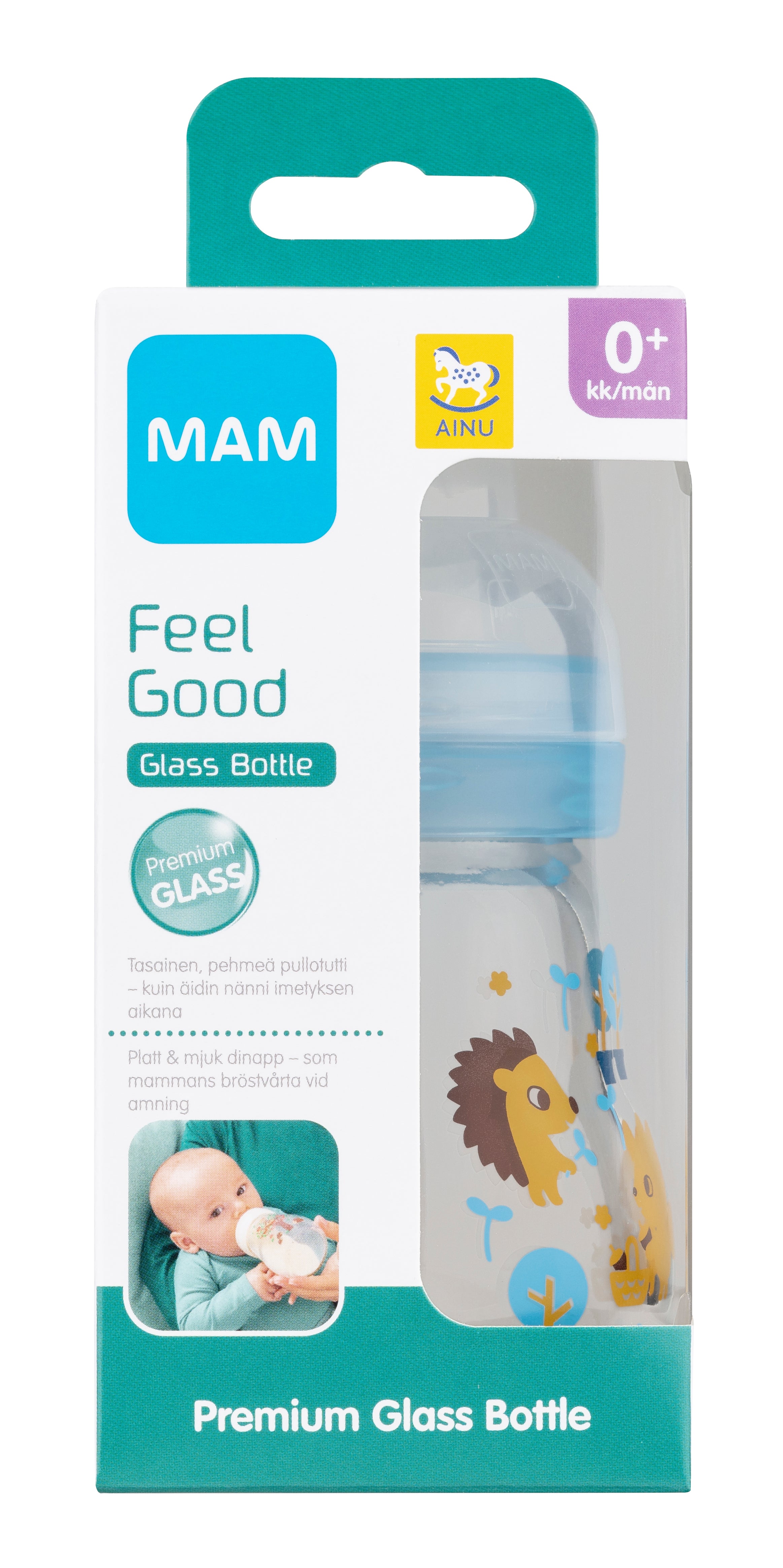 Ainu Mam Feel Good lasinen tuttipullo 170 ml