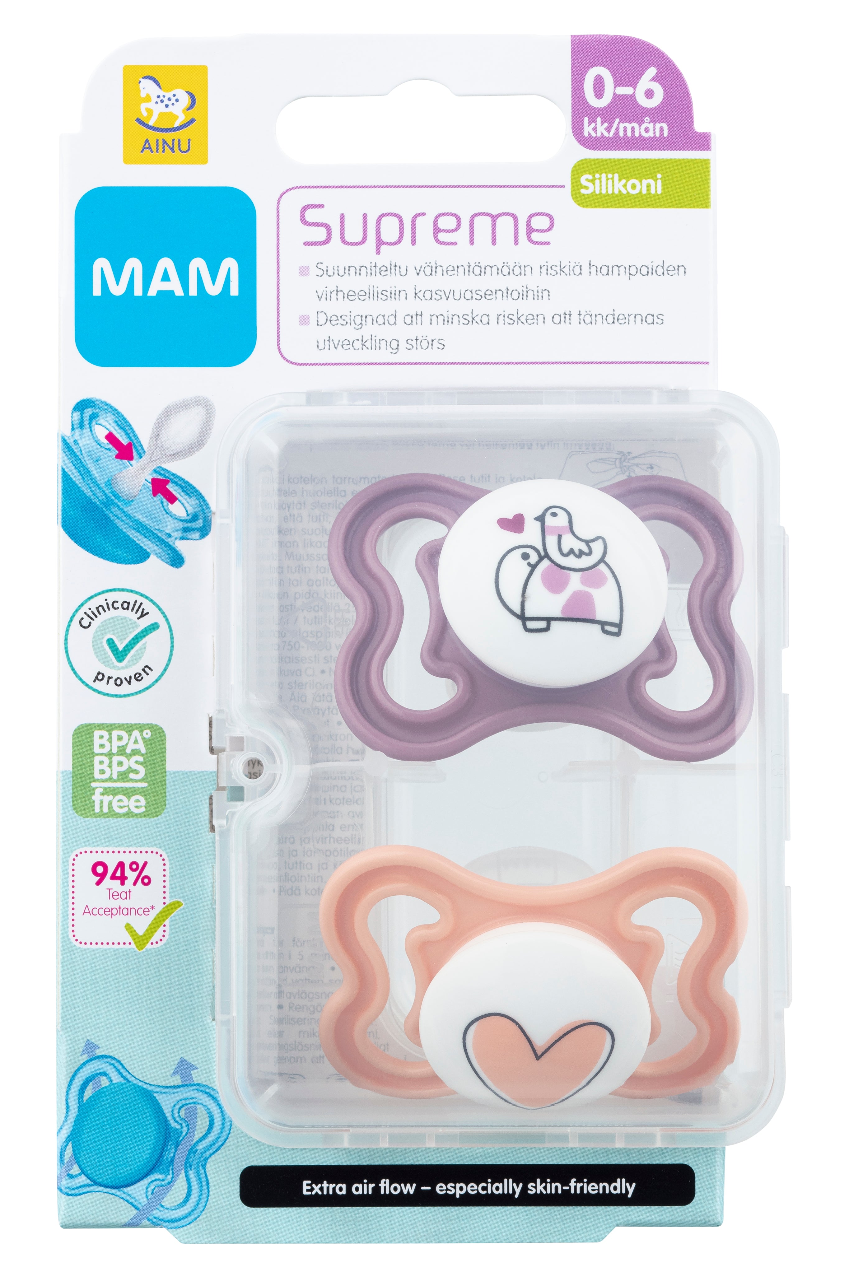 Ainu Mam Supreme 0-6kk silicone 2kpl