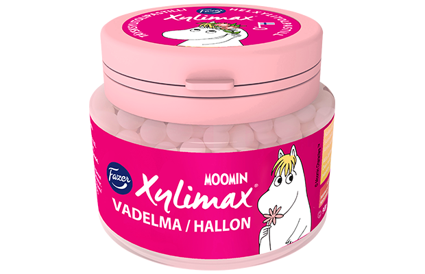 Fazer Xylimax Moomin vadelmapastilli 90 g