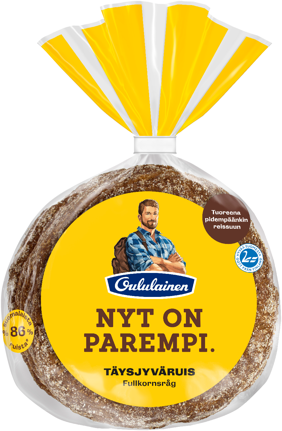 Oululainen Reissumies Täysjyväruis 4kpl 235g, täysjyväruisleipä