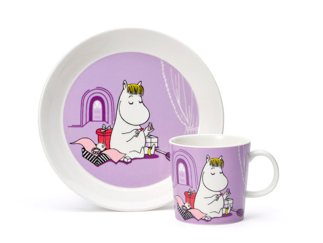 Moomin set mug & plate Snorkmaiden lila