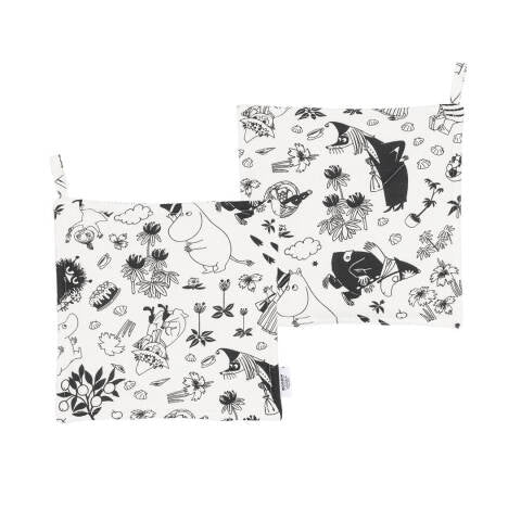 Moomin pot holder set 22x22cm b&w 2pcs