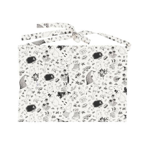 Moomin apron 48x67cm b&w GOTS